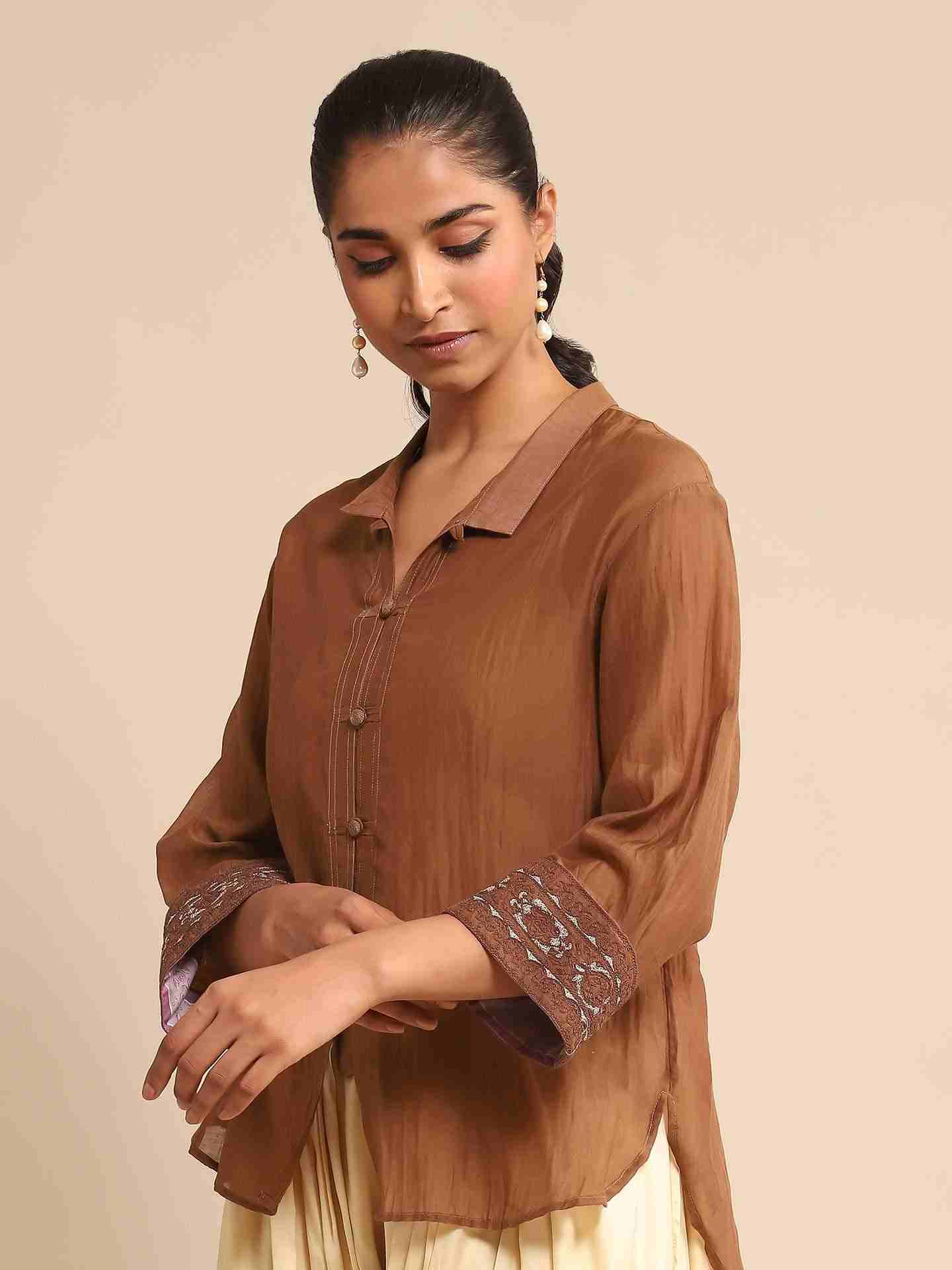 Brown Urban Elysian Chanderi Shirt