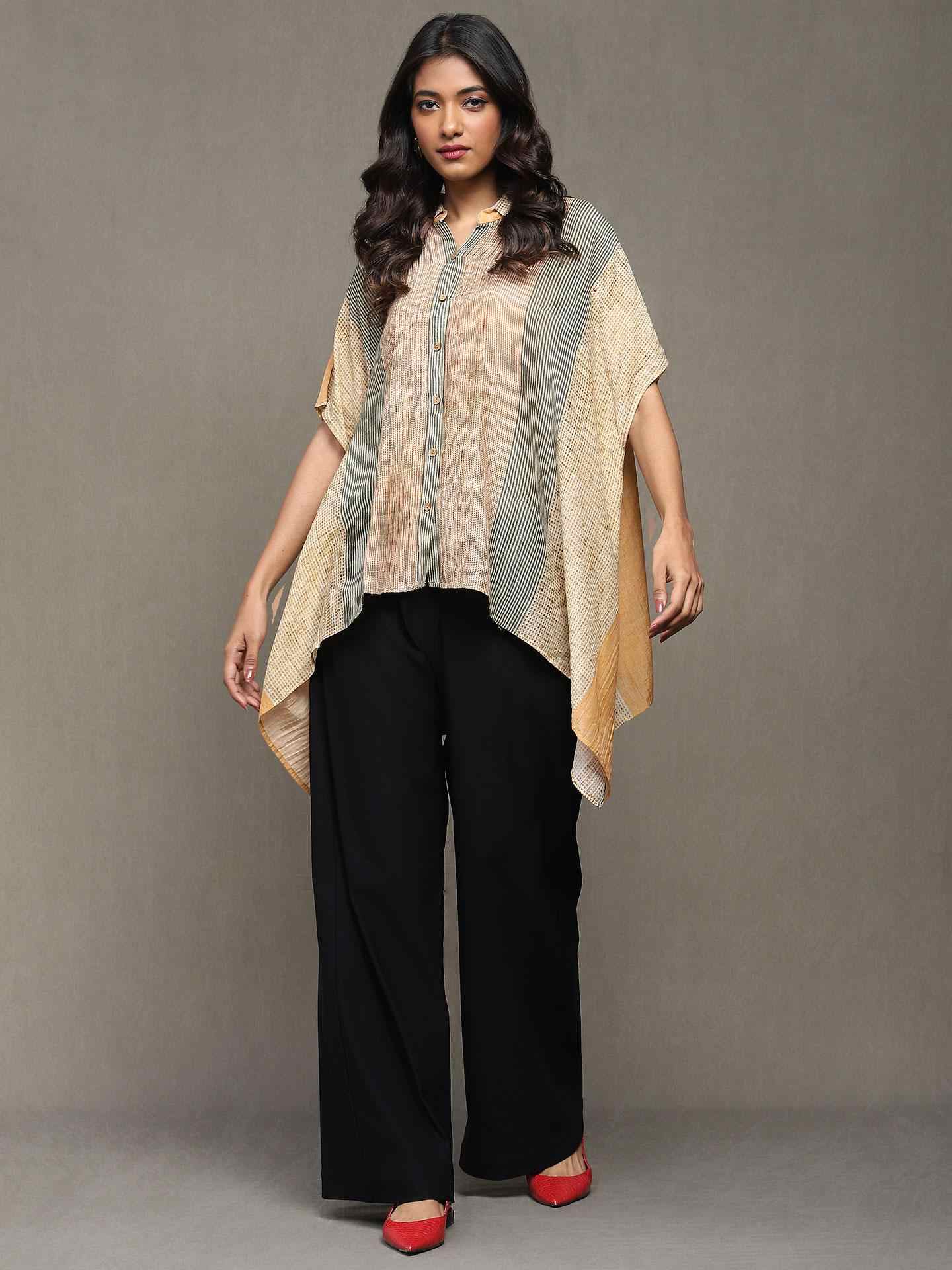 Apricot Maghreb Chanderi Kaftan Top