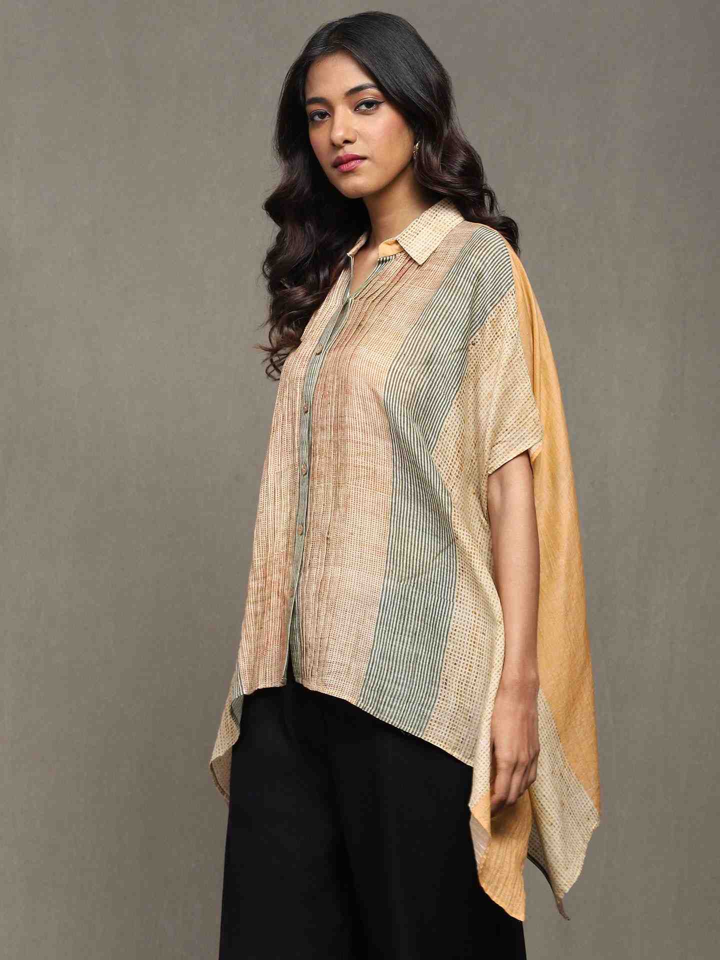 Apricot Maghreb Chanderi Kaftan Top