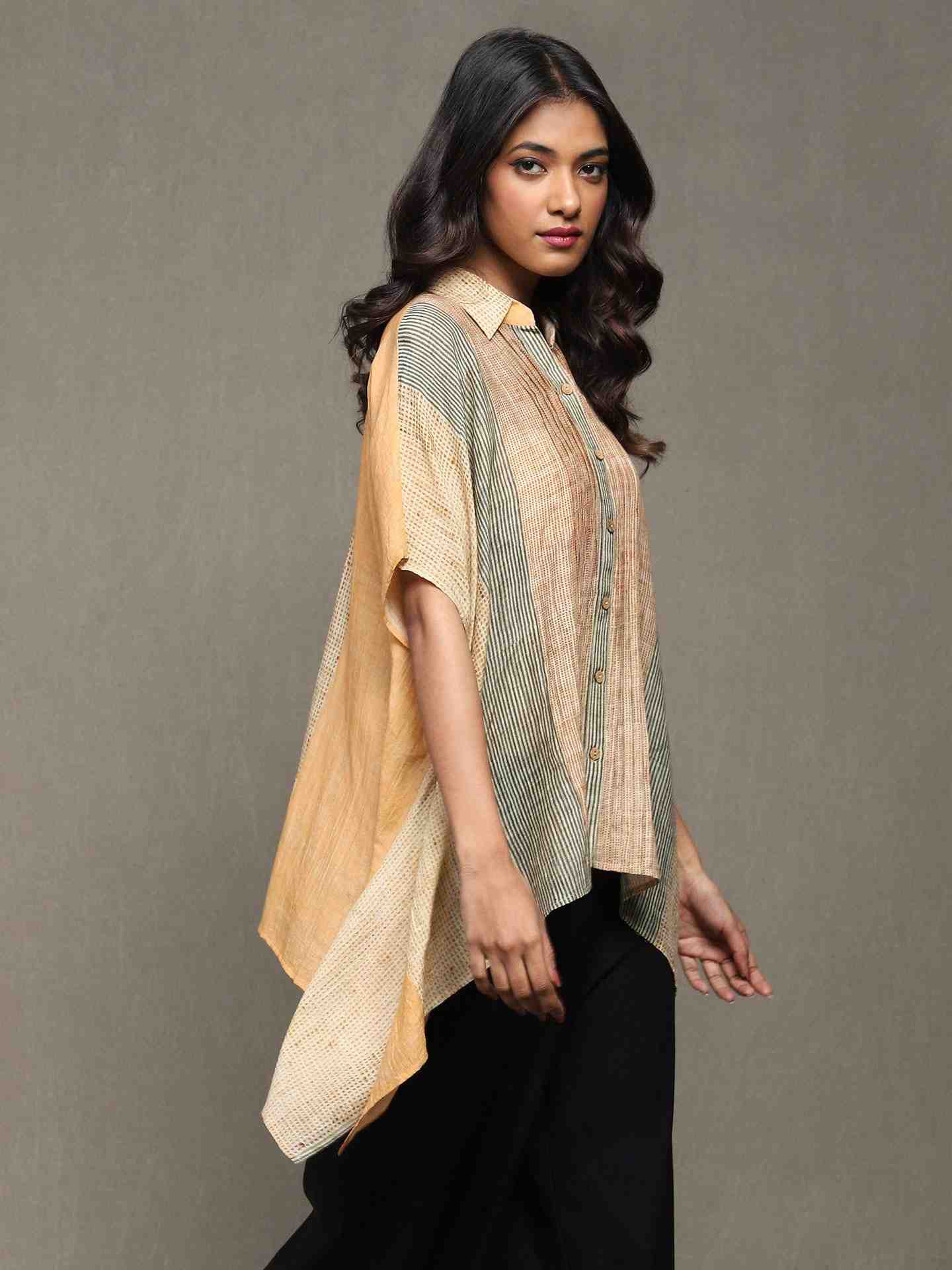 Apricot Maghreb Chanderi Kaftan Top