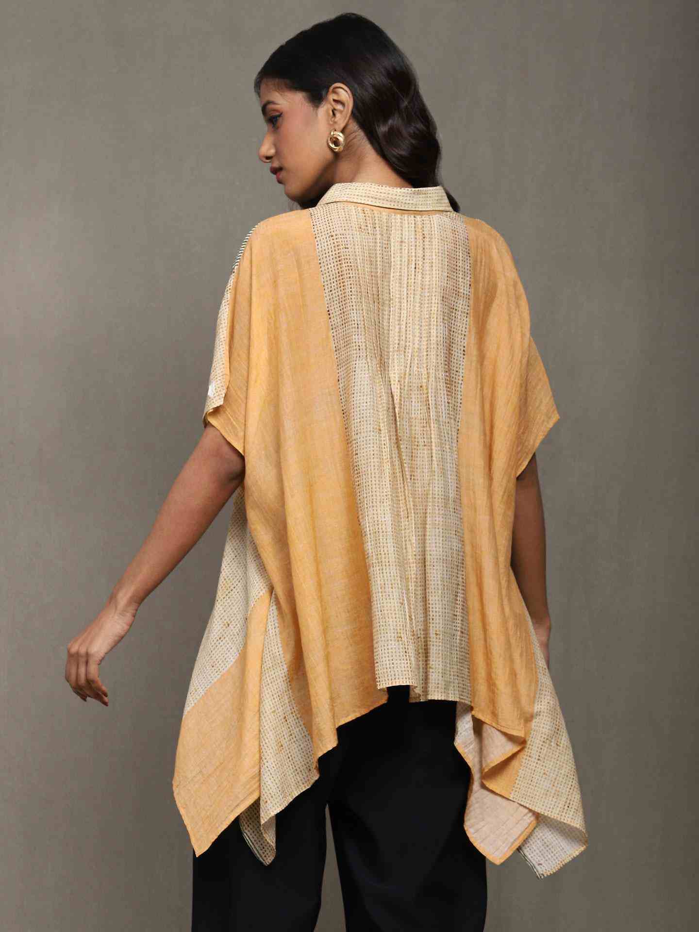 Apricot Maghreb Chanderi Kaftan Top