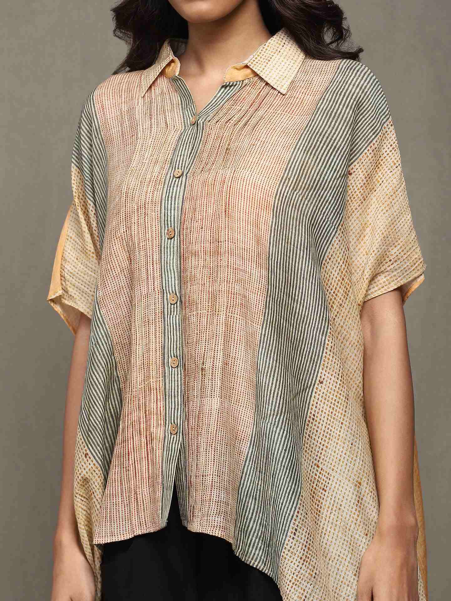 Apricot Maghreb Chanderi Kaftan Top