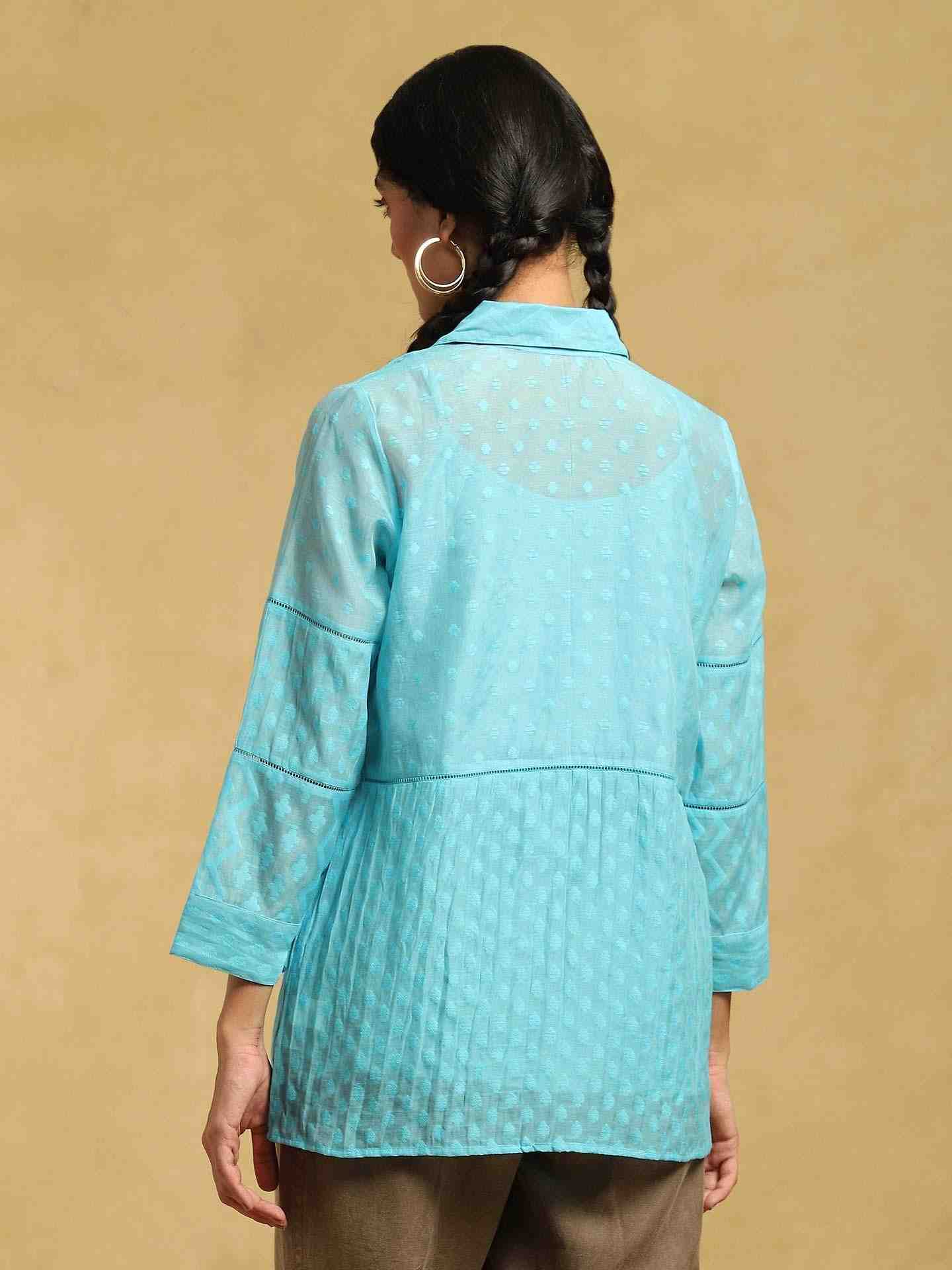 Blue Baadal Chanderi Shirt