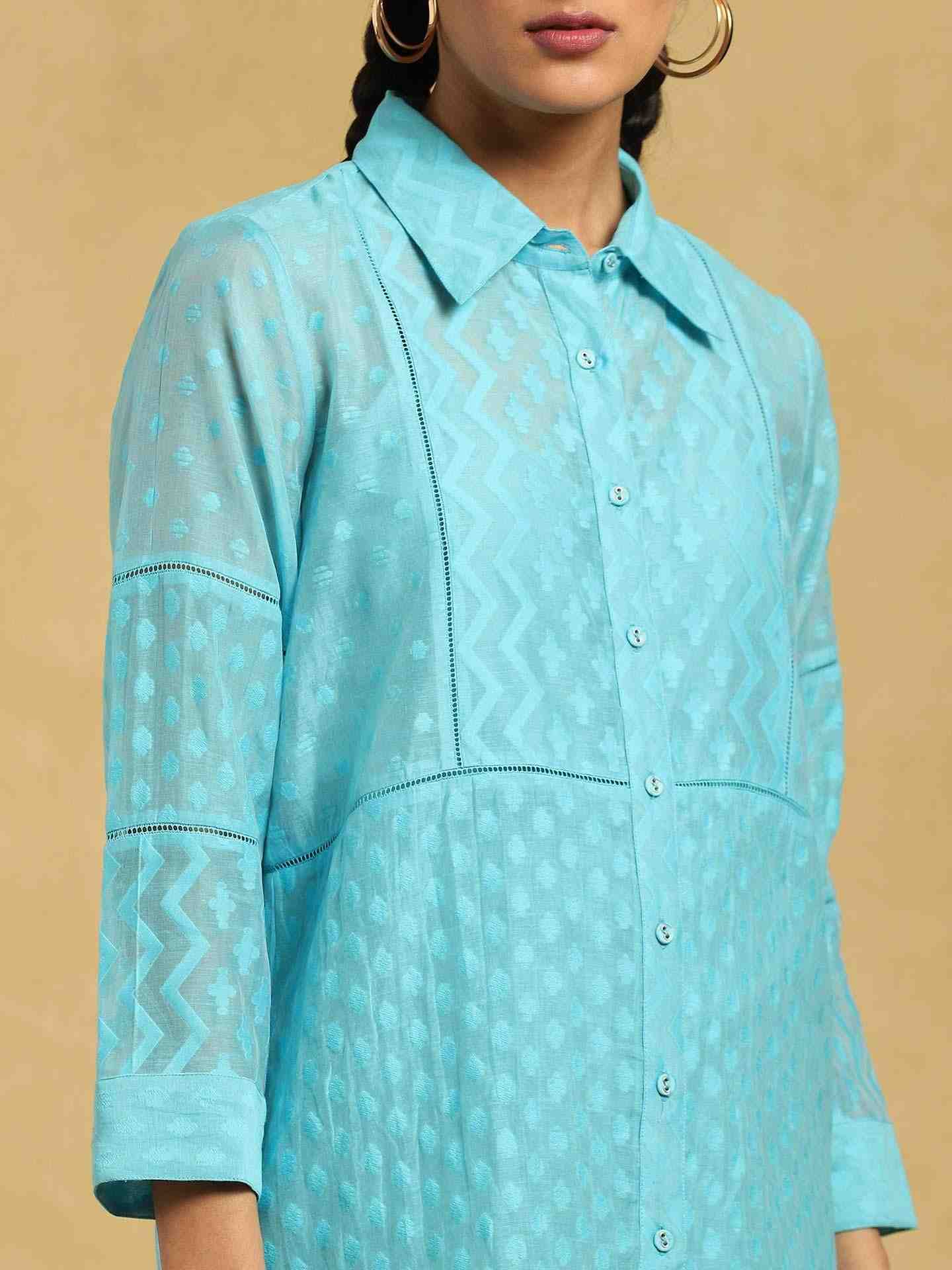 Blue Baadal Chanderi Shirt