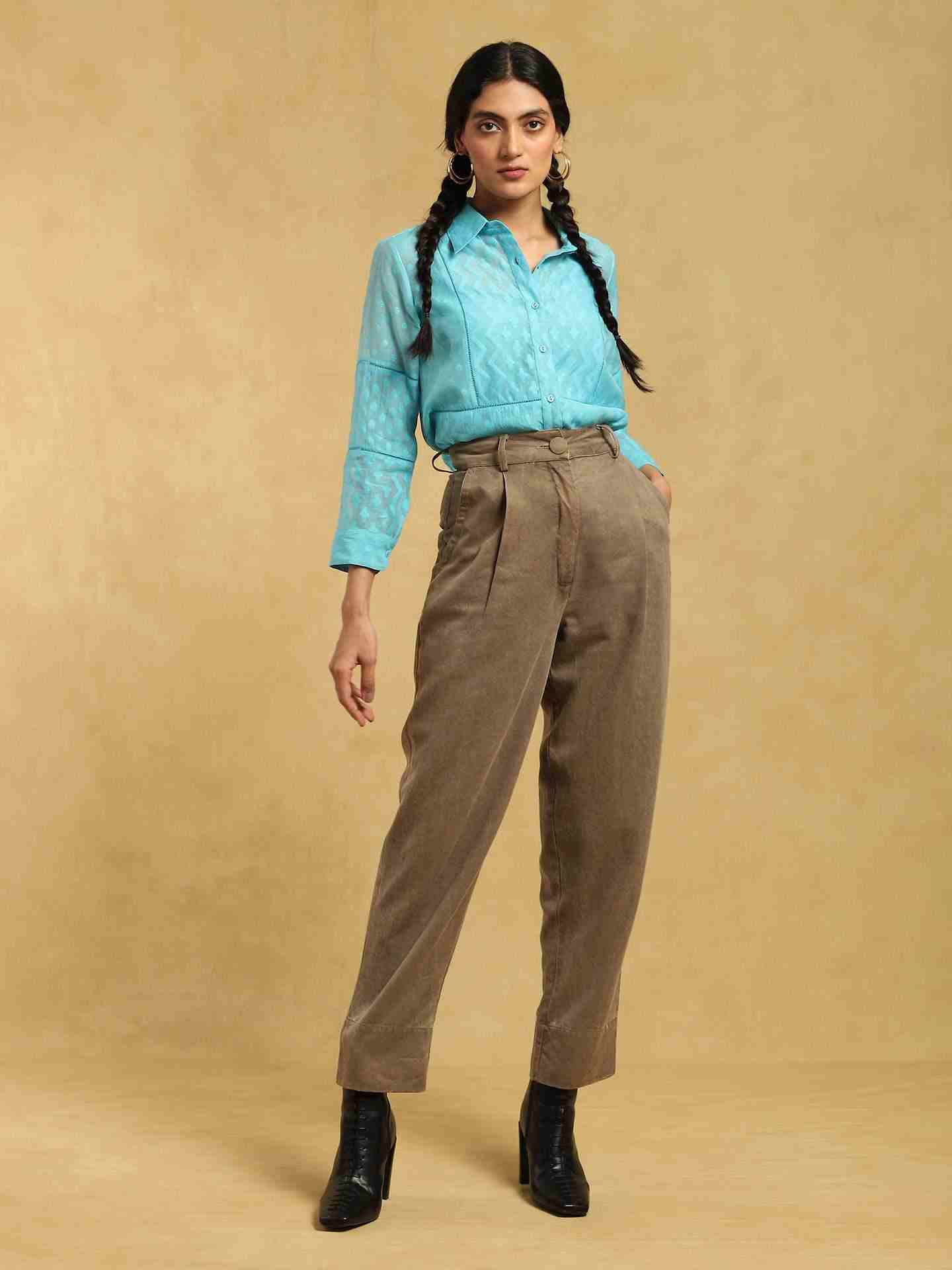 Blue Baadal Chanderi Shirt