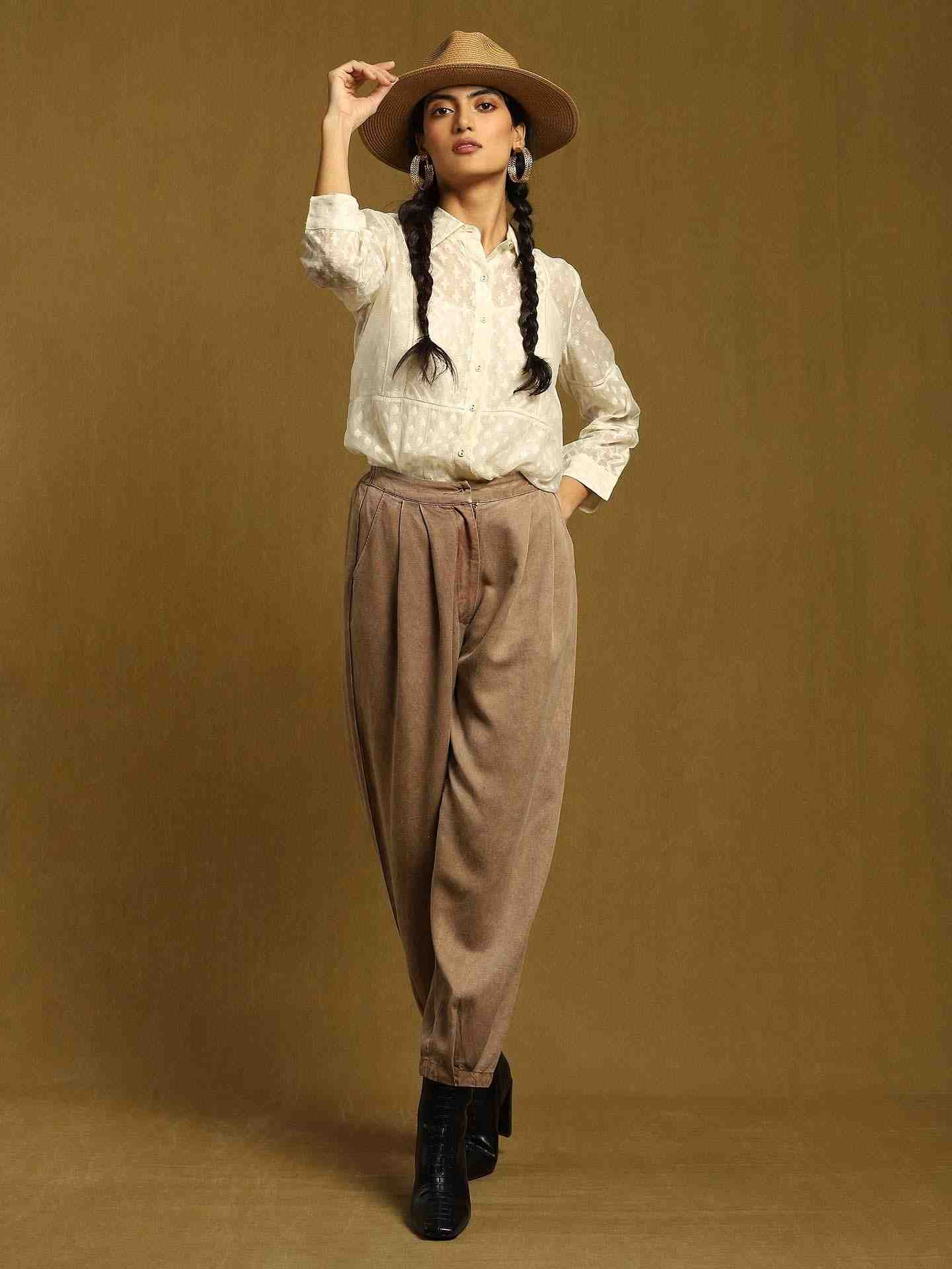 Off White Baadal Chanderi Shirt