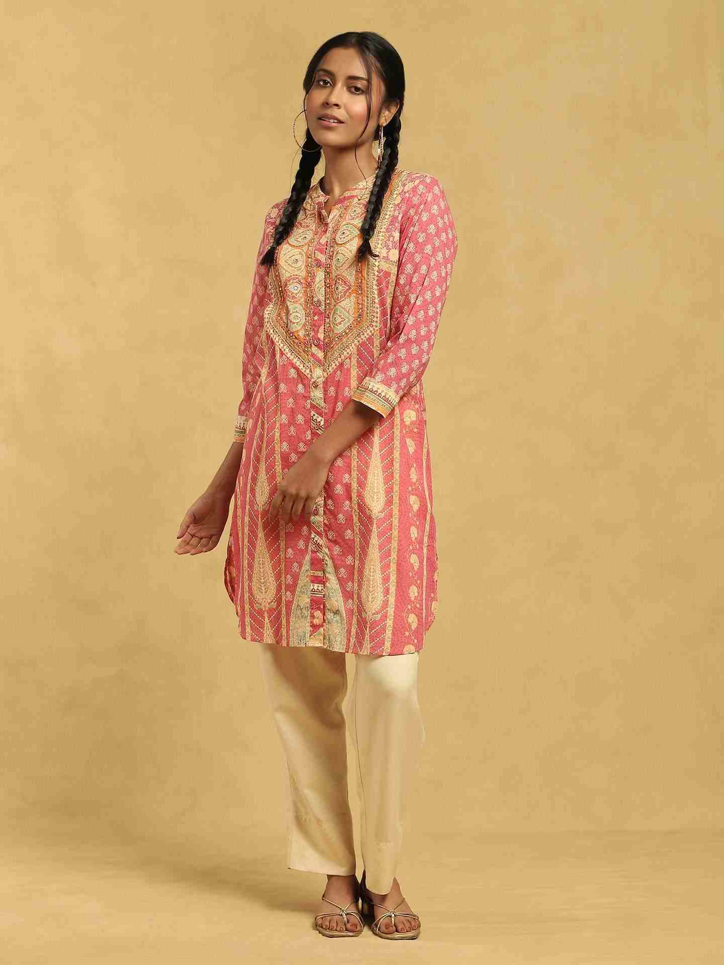 Pink Jharoka Cotton Shirt