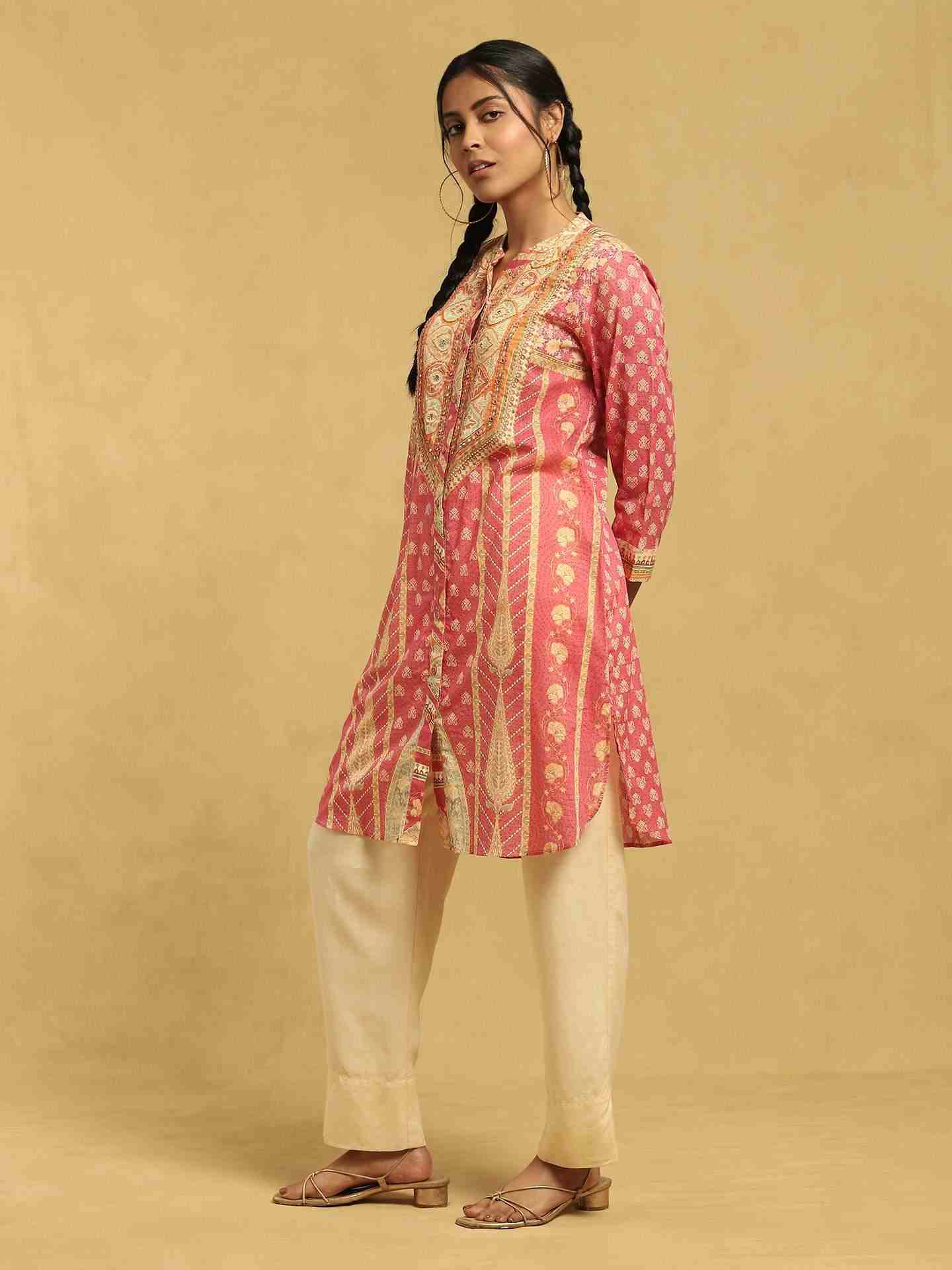 Pink Jharoka Cotton Shirt