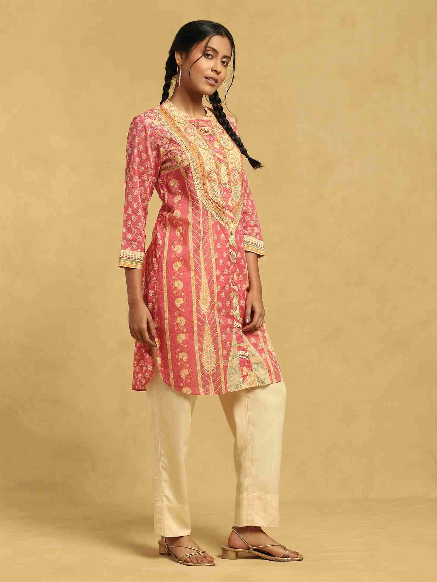 Pink Jharoka Cotton Shirt