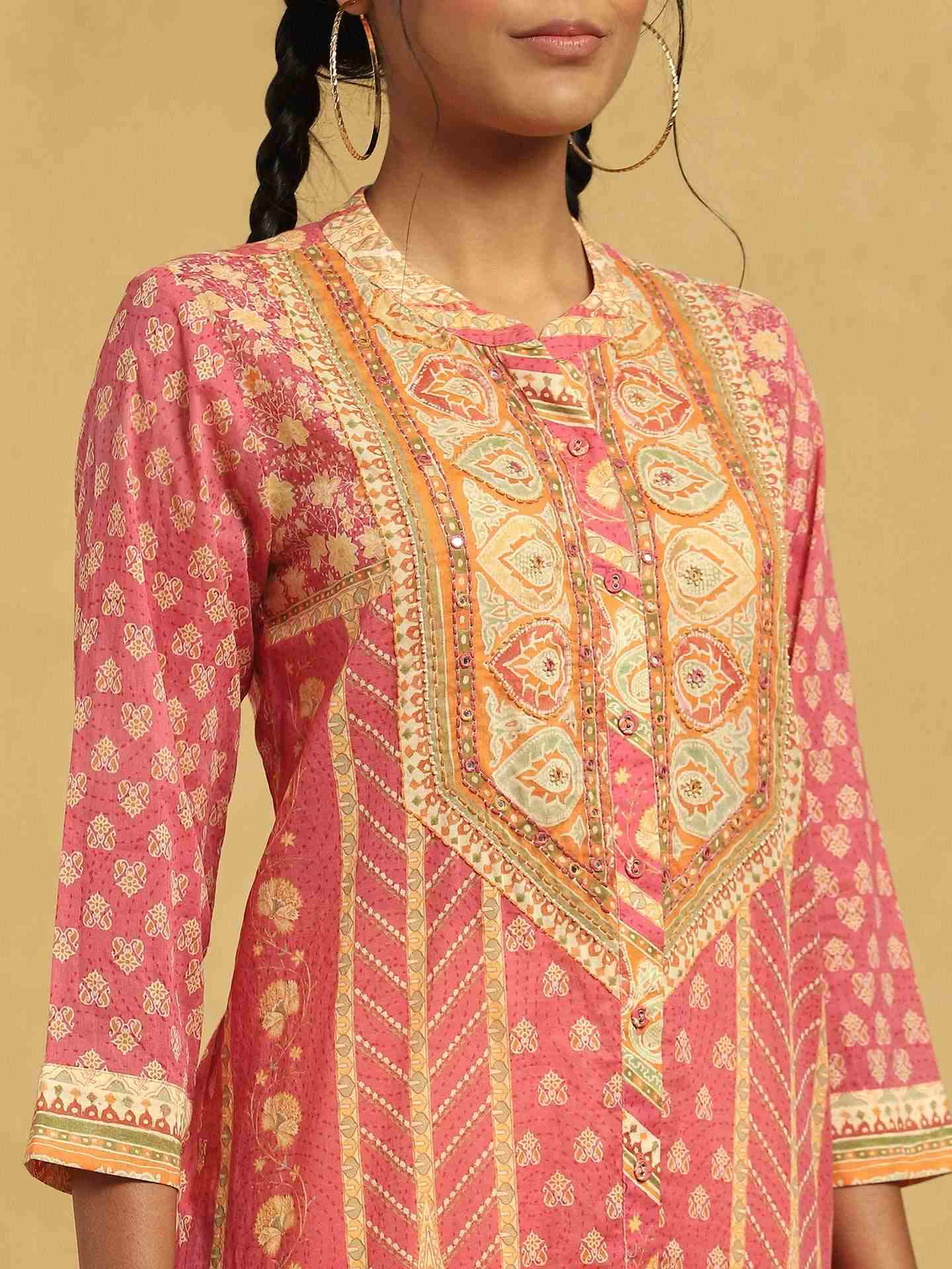 Pink Jharoka Cotton Shirt