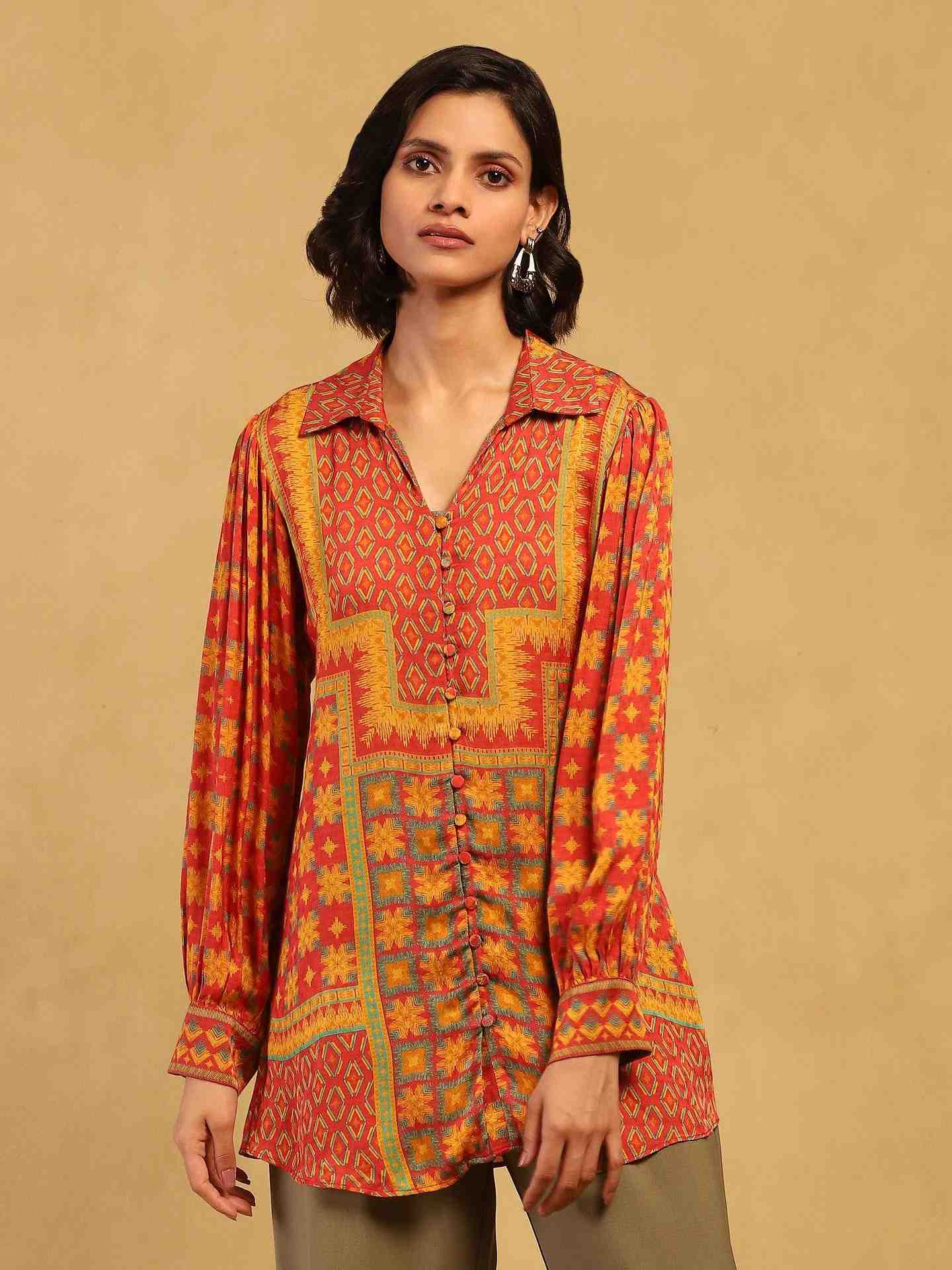 Red Phulkari Shirt