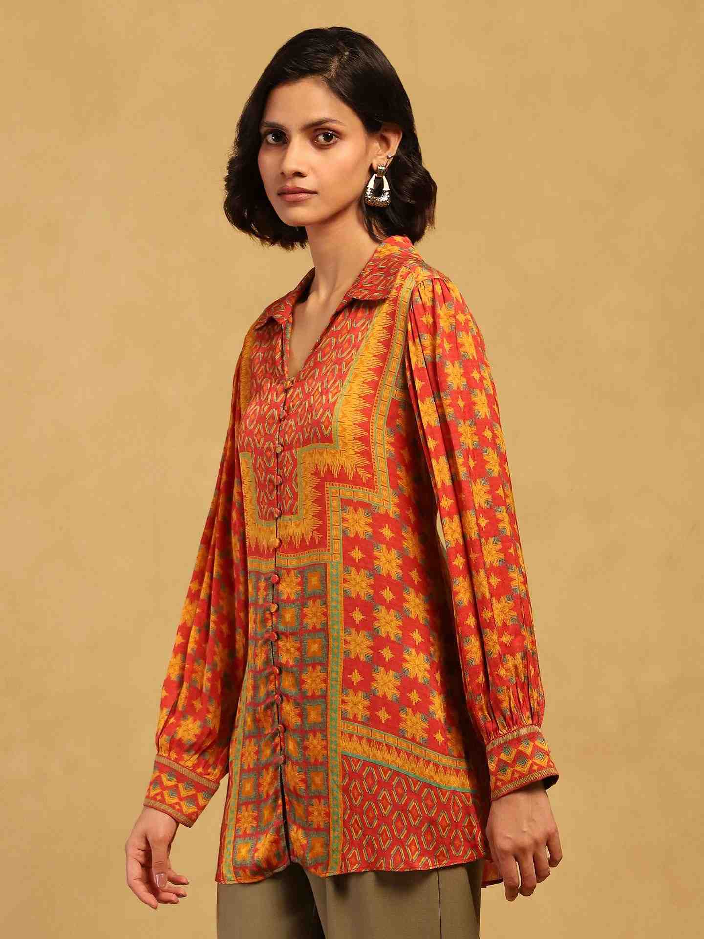 Red Phulkari Shirt