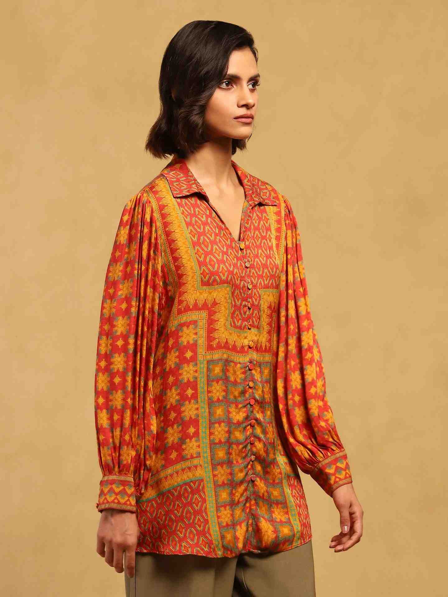 Red Phulkari Shirt