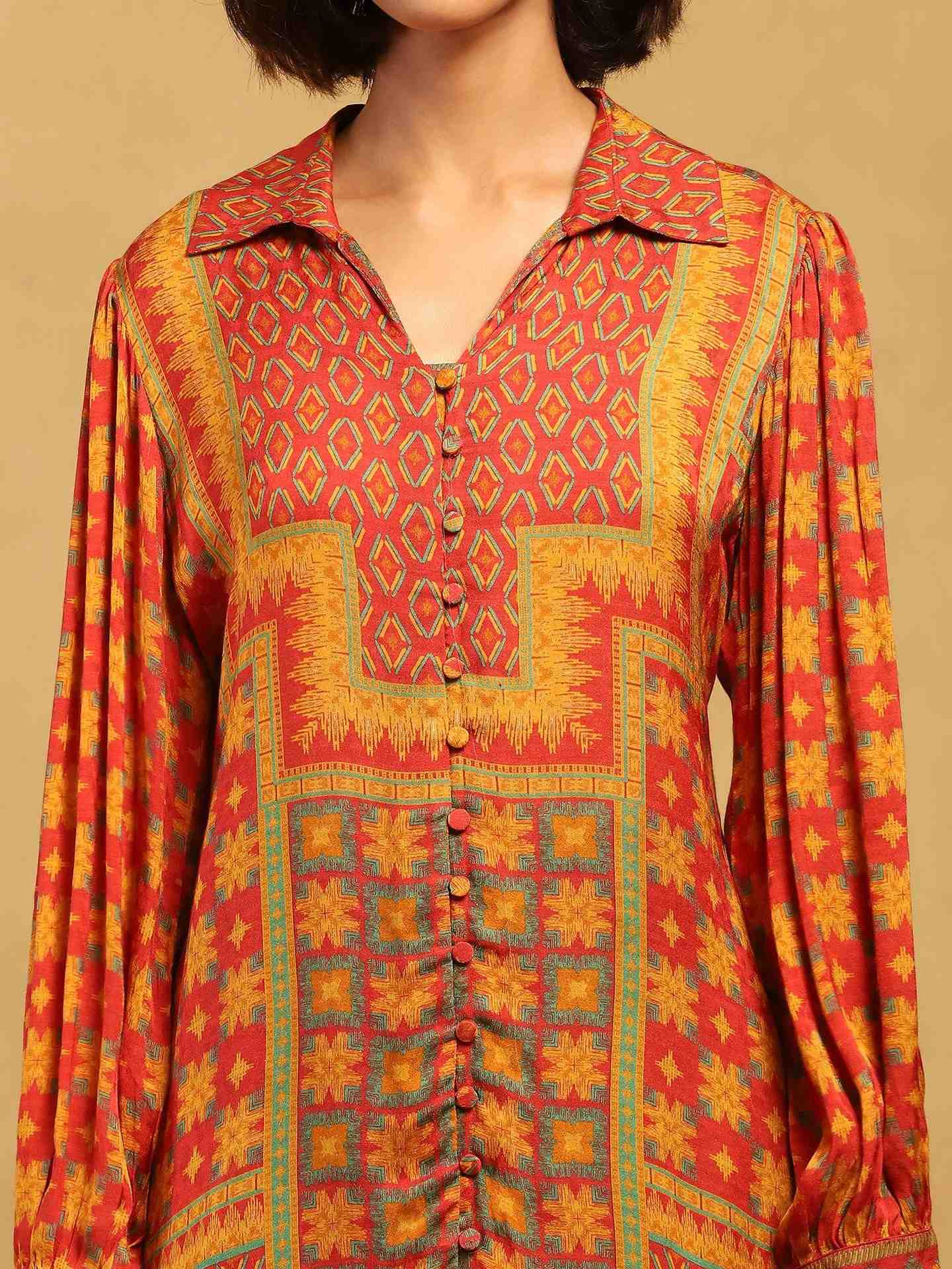 Red Phulkari Shirt