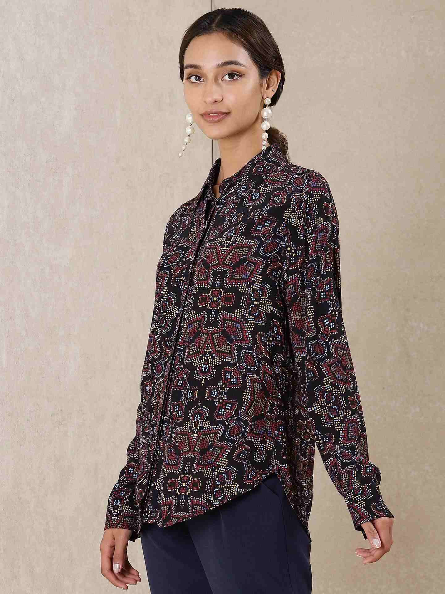 Black Kaliedo Flora Crepe Shirt