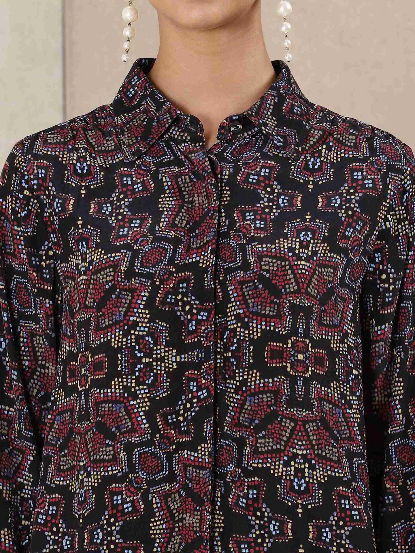 Black Kaliedo Flora Crepe Shirt