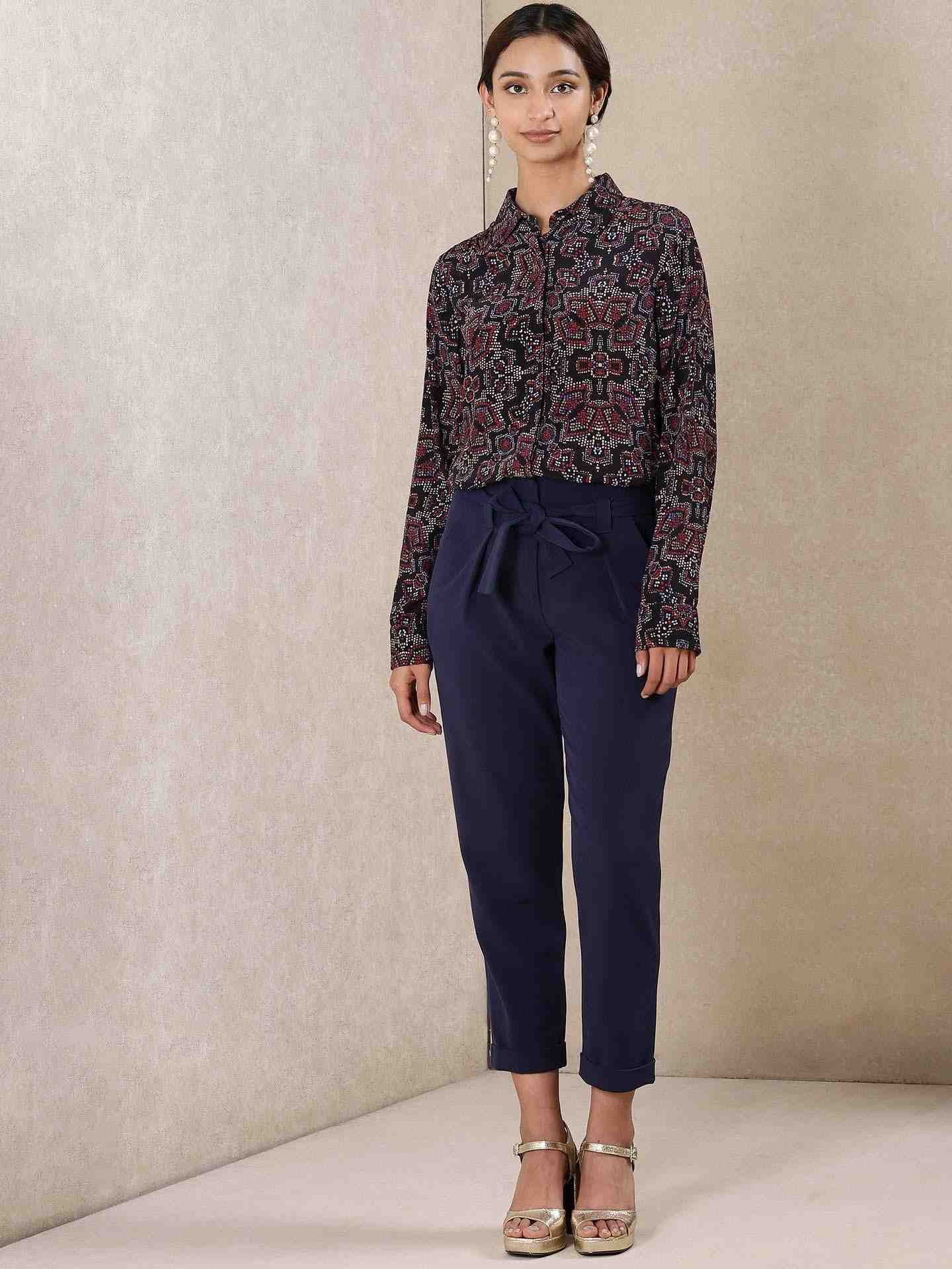 Black Kaliedo Flora Crepe Shirt