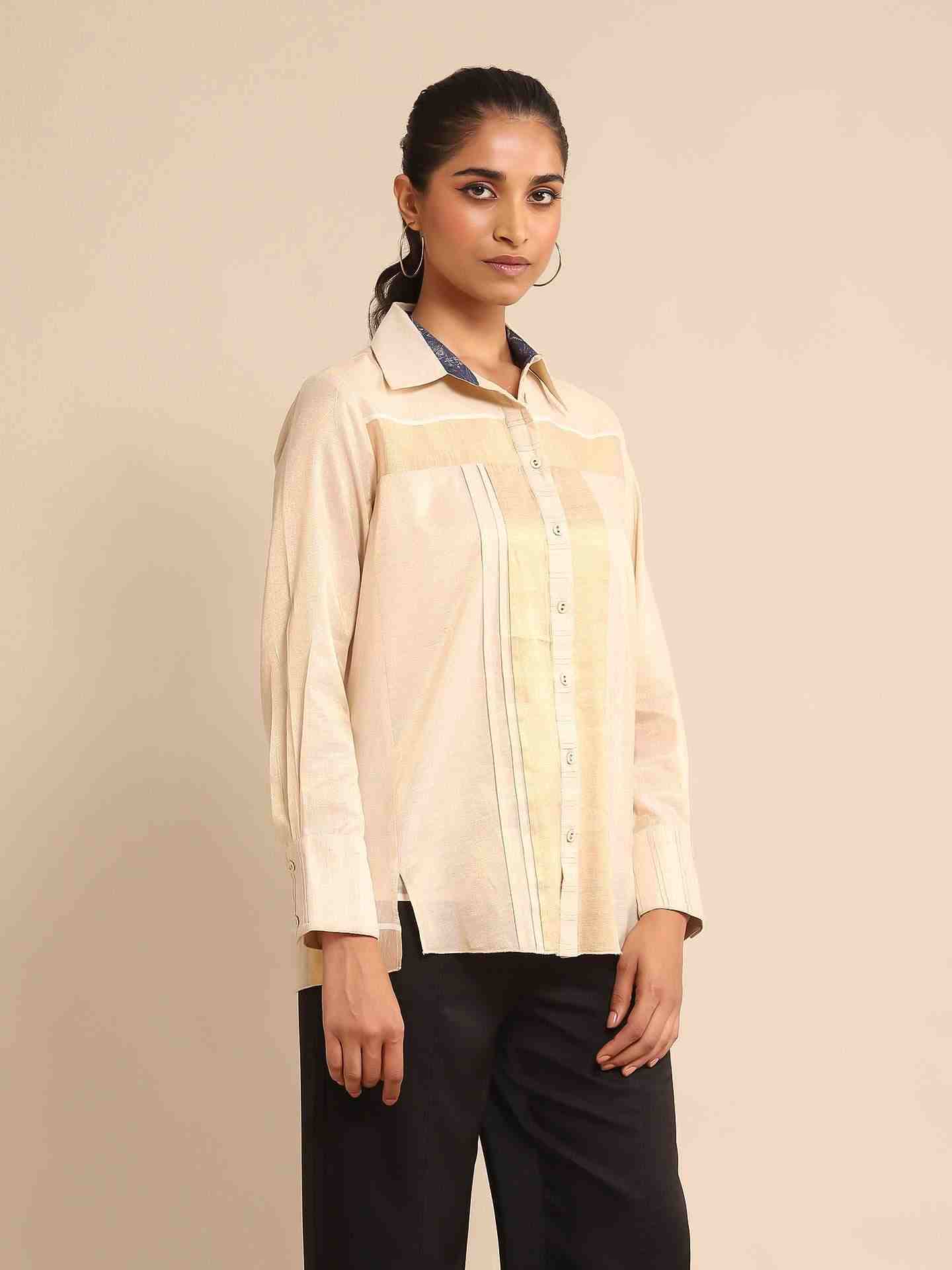 Beige Urban Elysian Chanderi Shirt
