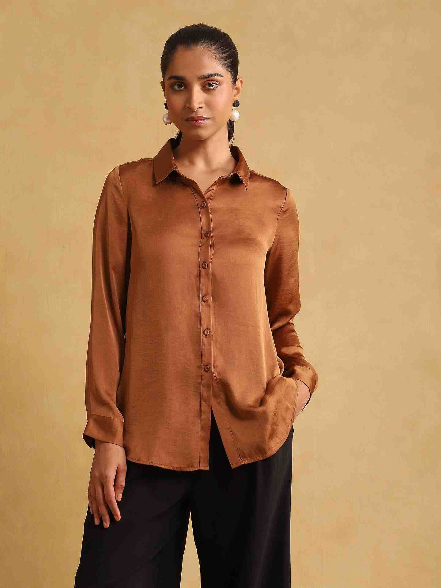 Brown Rubix Solid Shirt