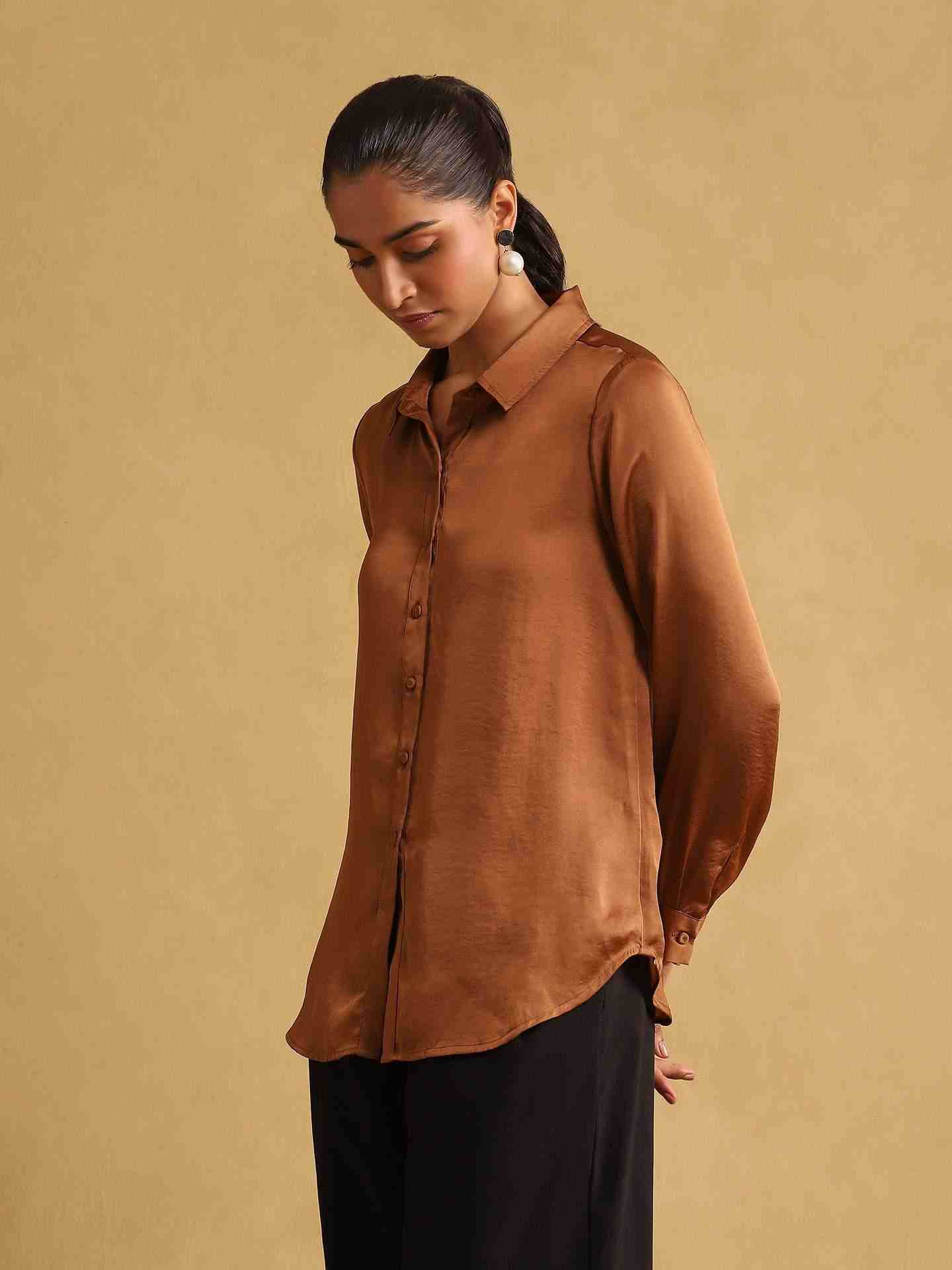 Brown Rubix Solid Shirt