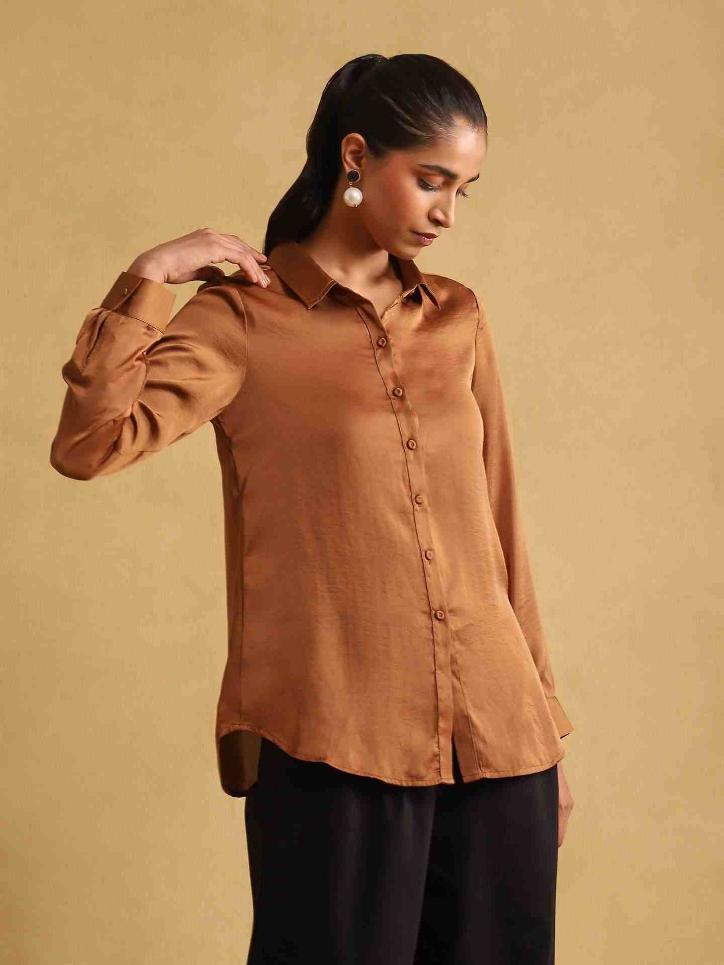 Brown Rubix Solid Shirt