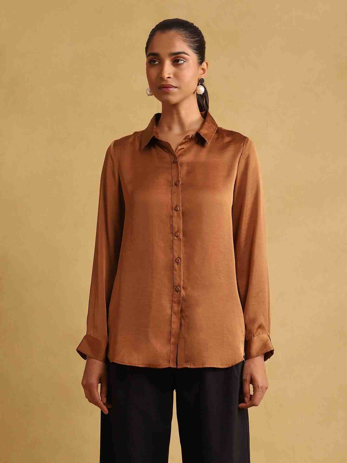 Brown Rubix Solid Shirt