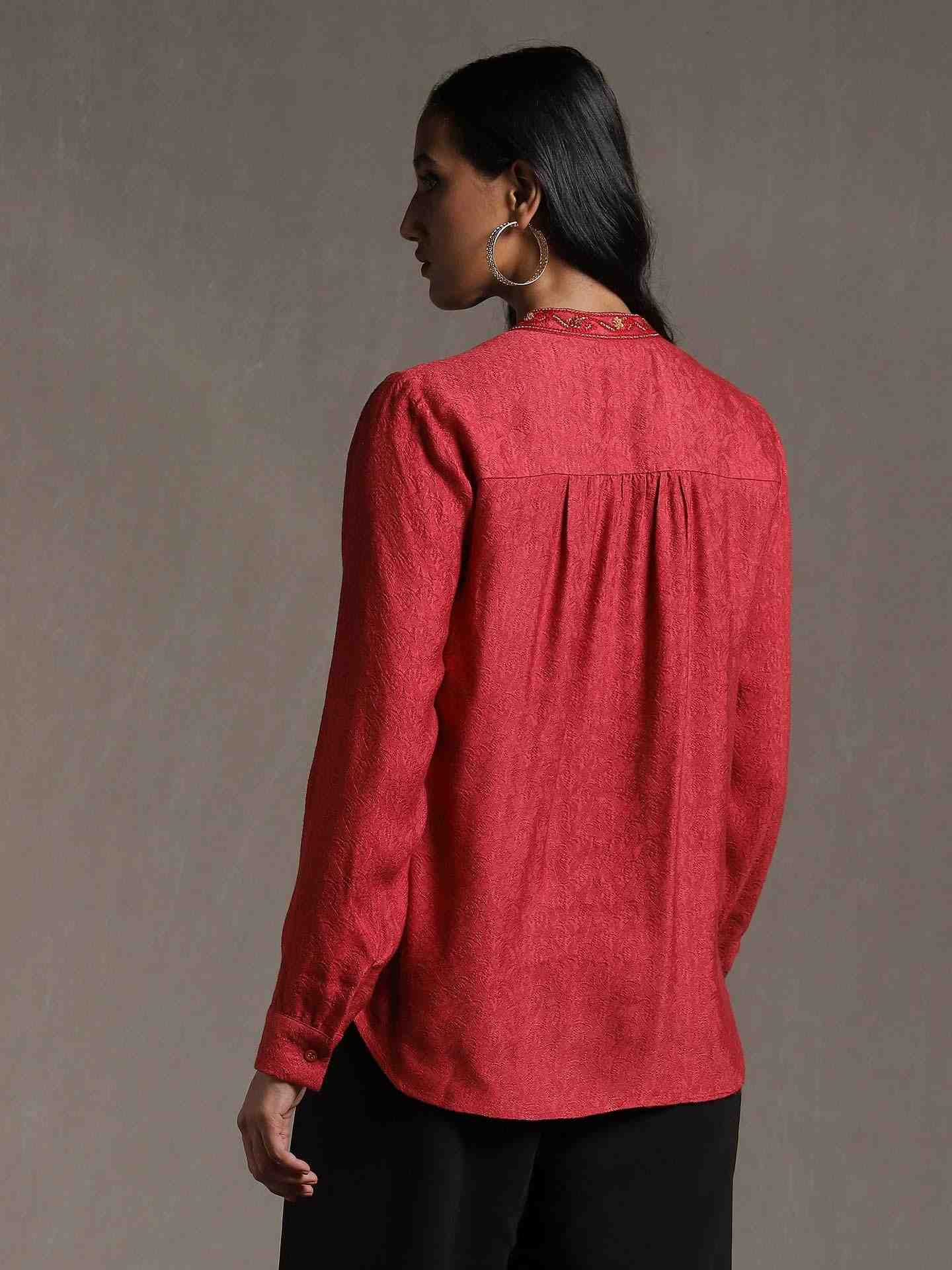 Red Tanchoi Kurti