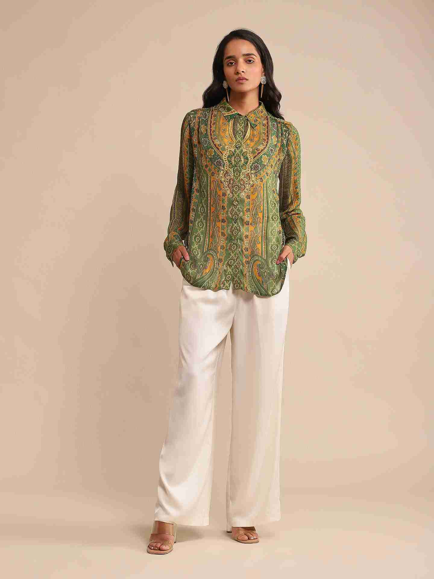 Green Meenakari Shirt