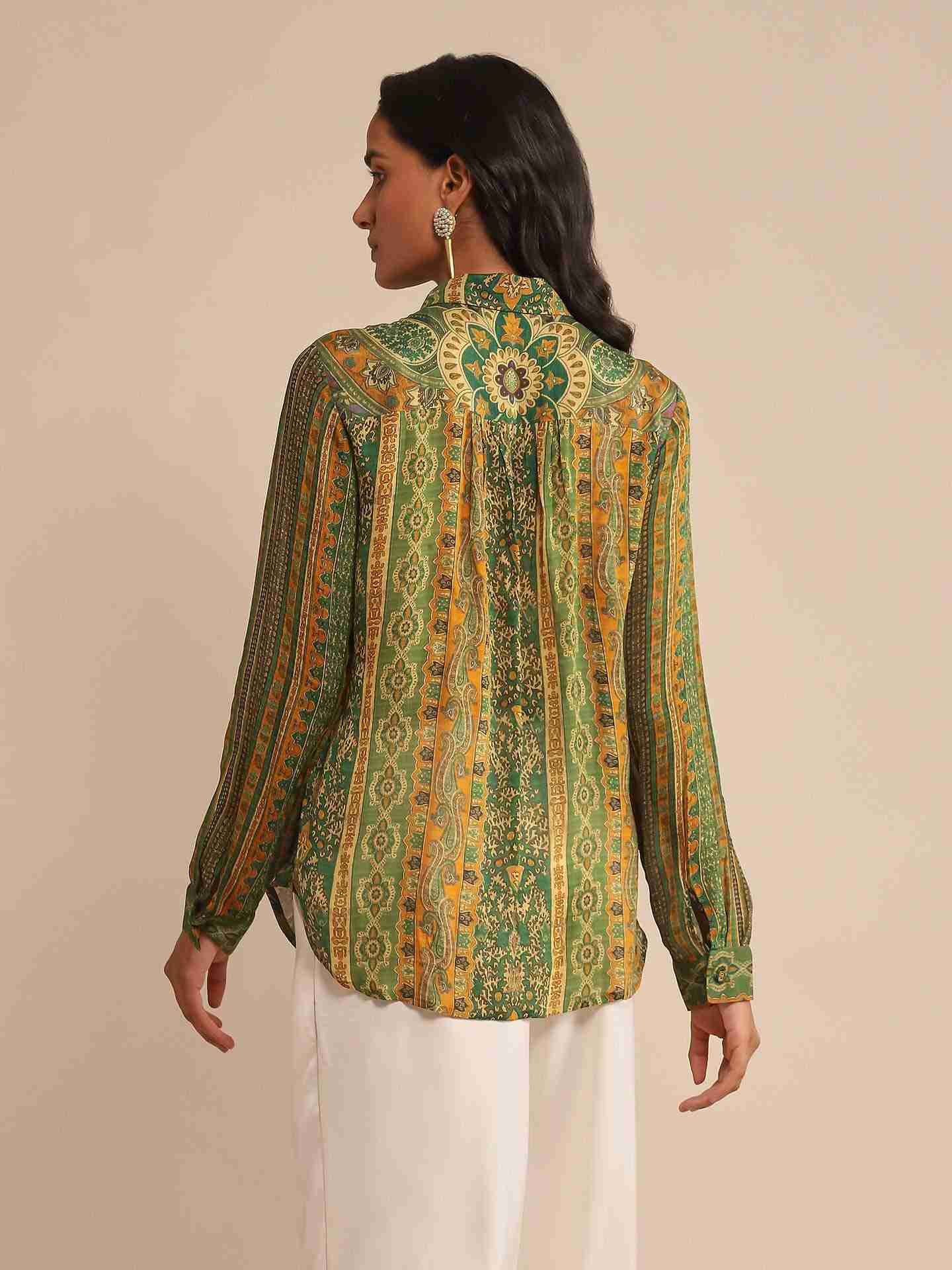 Green Meenakari Shirt