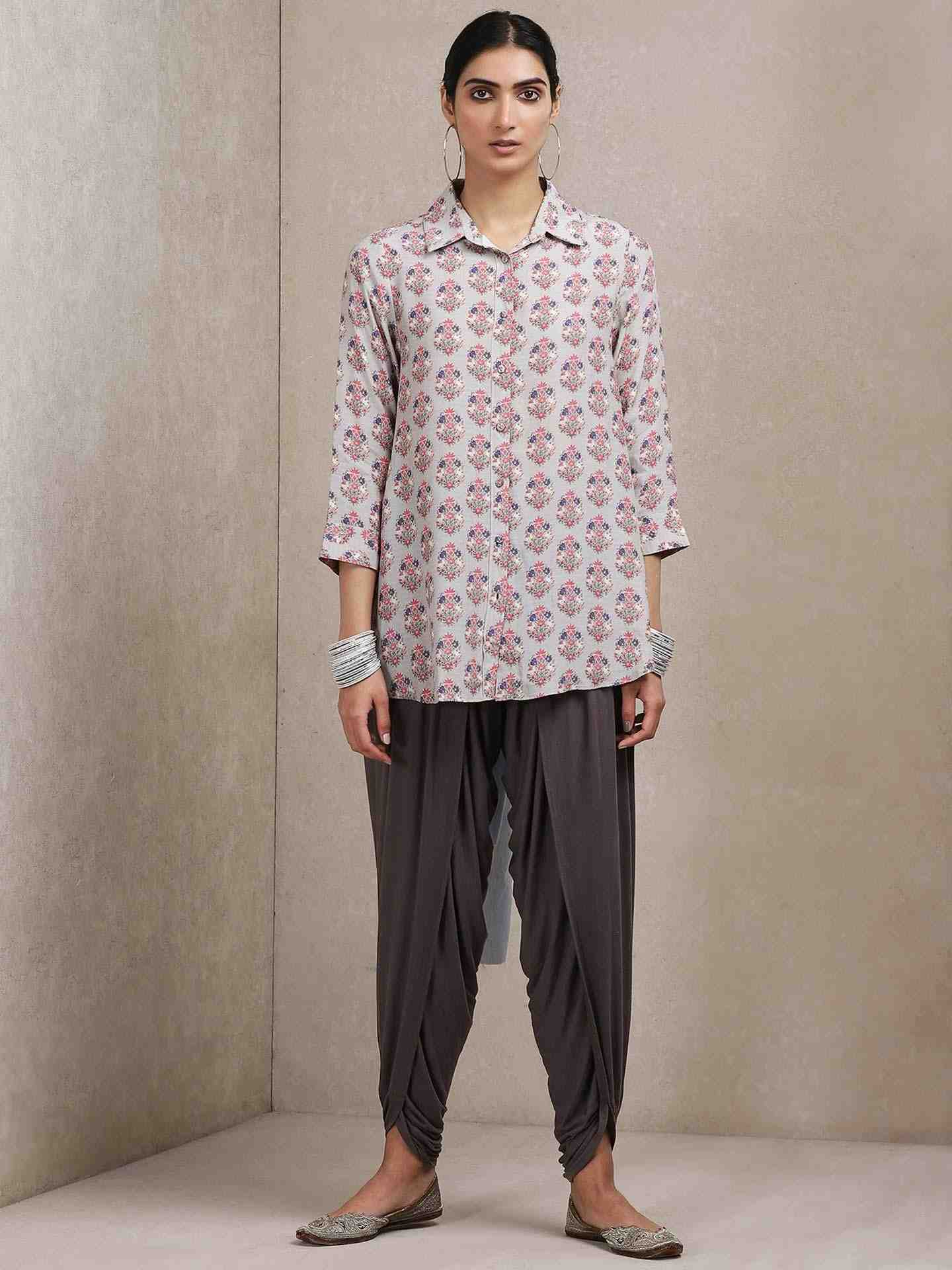 Grey Classic Crepe Kurti