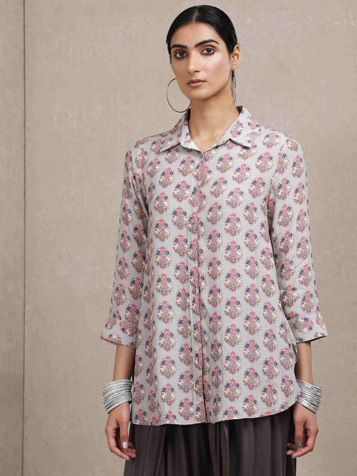 Grey Classic Crepe Kurti