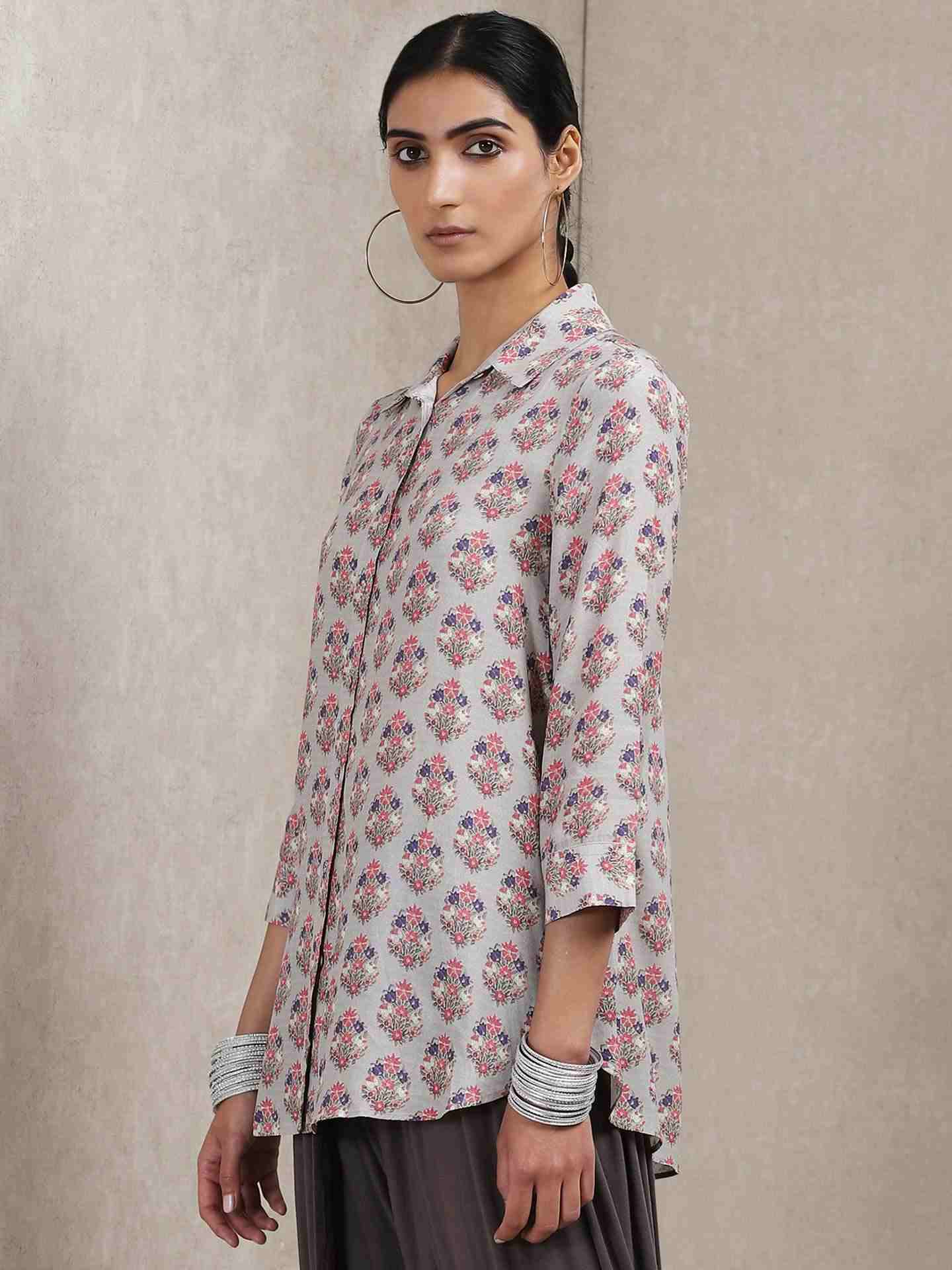 Grey Classic Crepe Kurti