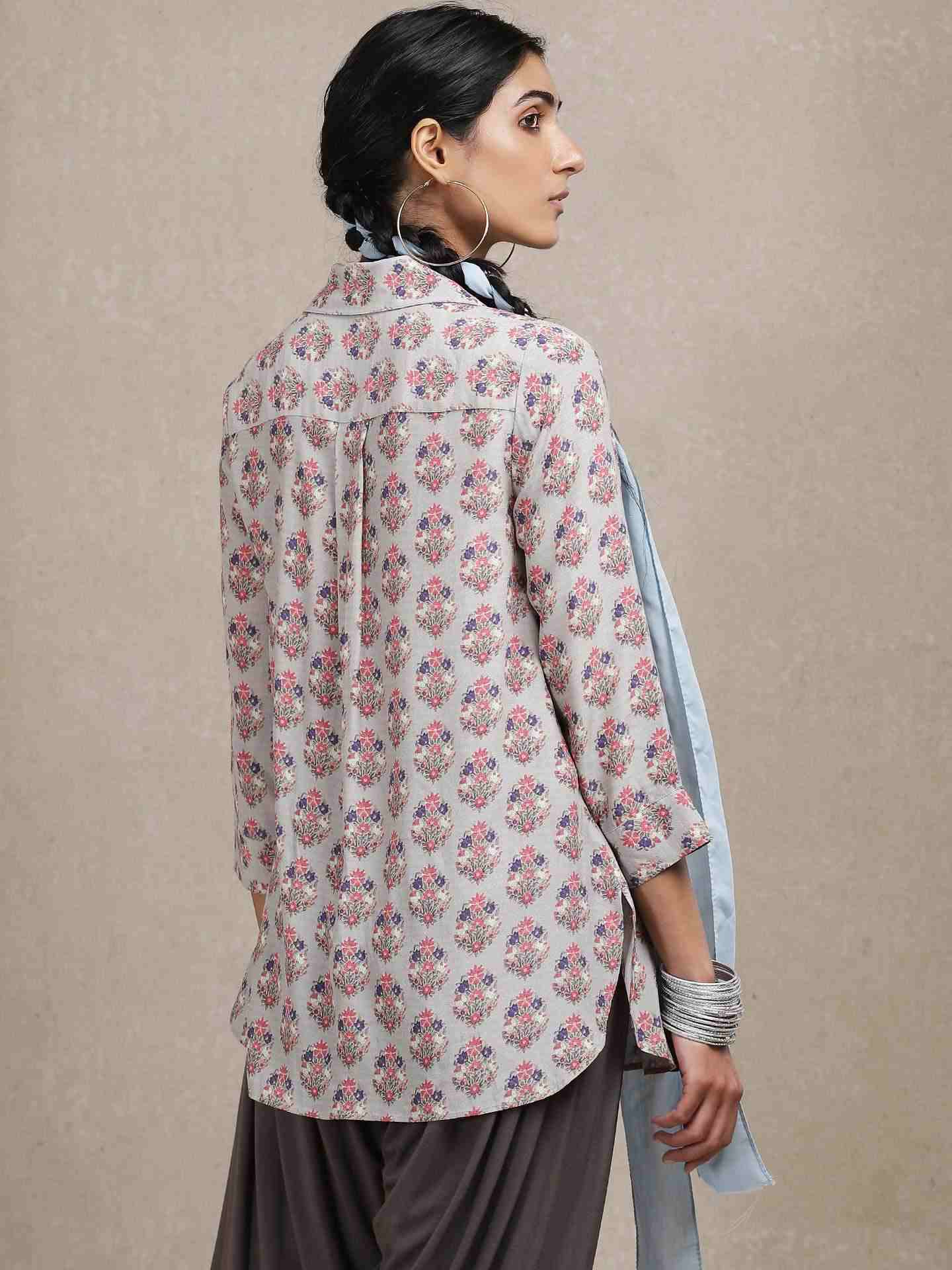 Grey Classic Crepe Kurti