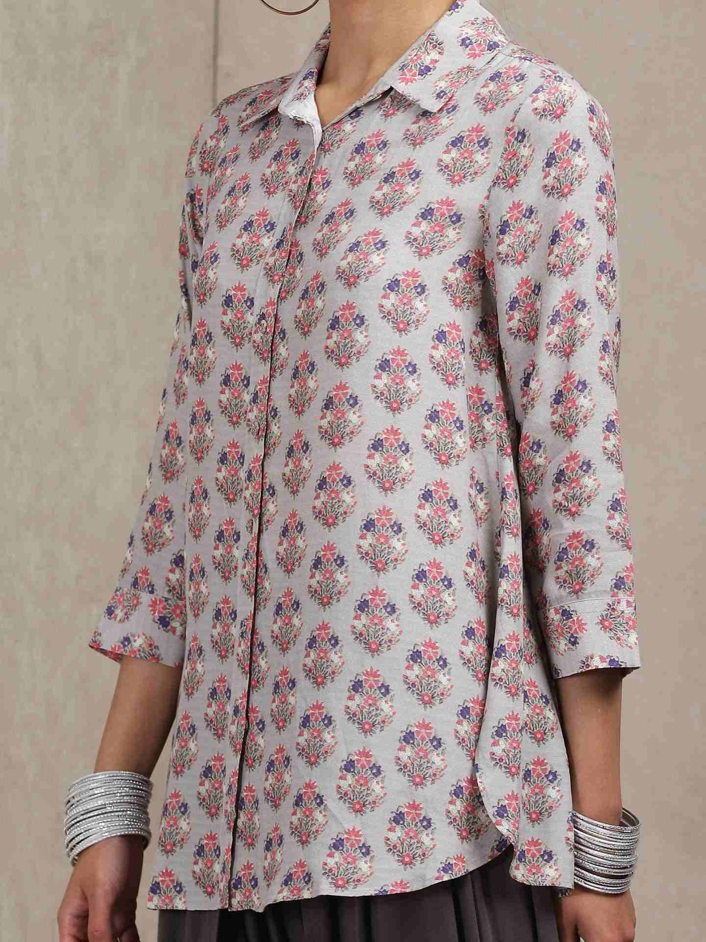 Grey Classic Crepe Kurti