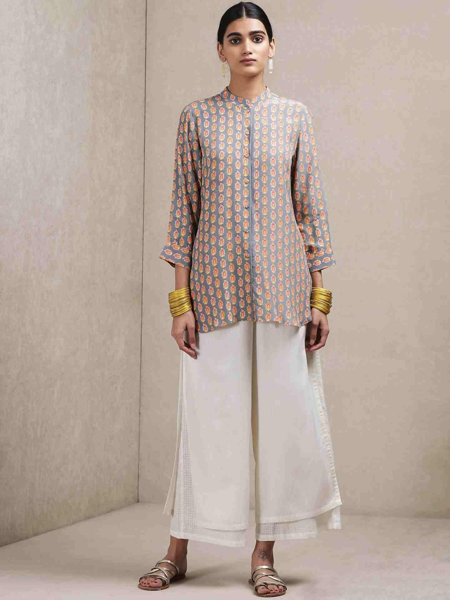 Grey Ersheen Allover Crepe Kurti