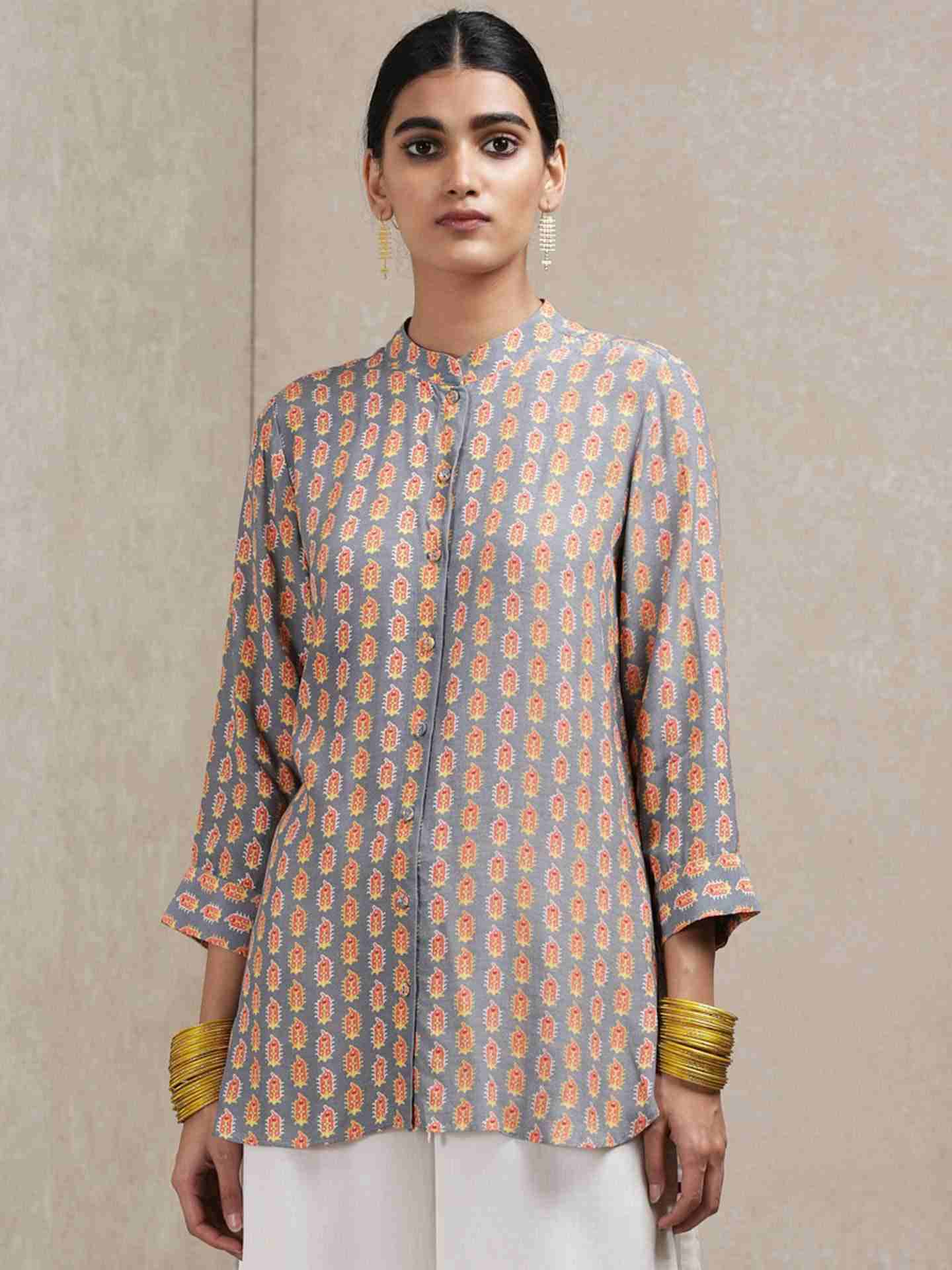 Grey Ersheen Allover Crepe Kurti