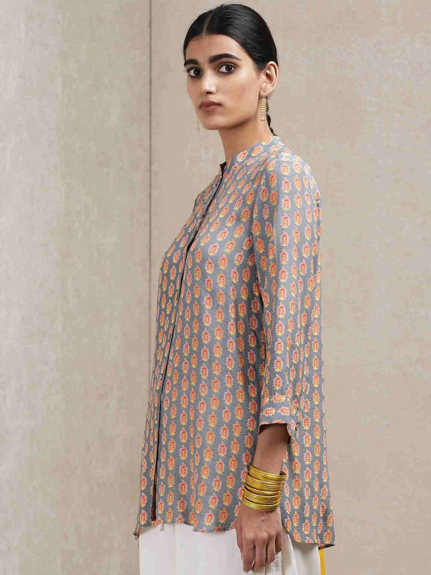 Grey Ersheen Allover Crepe Kurti