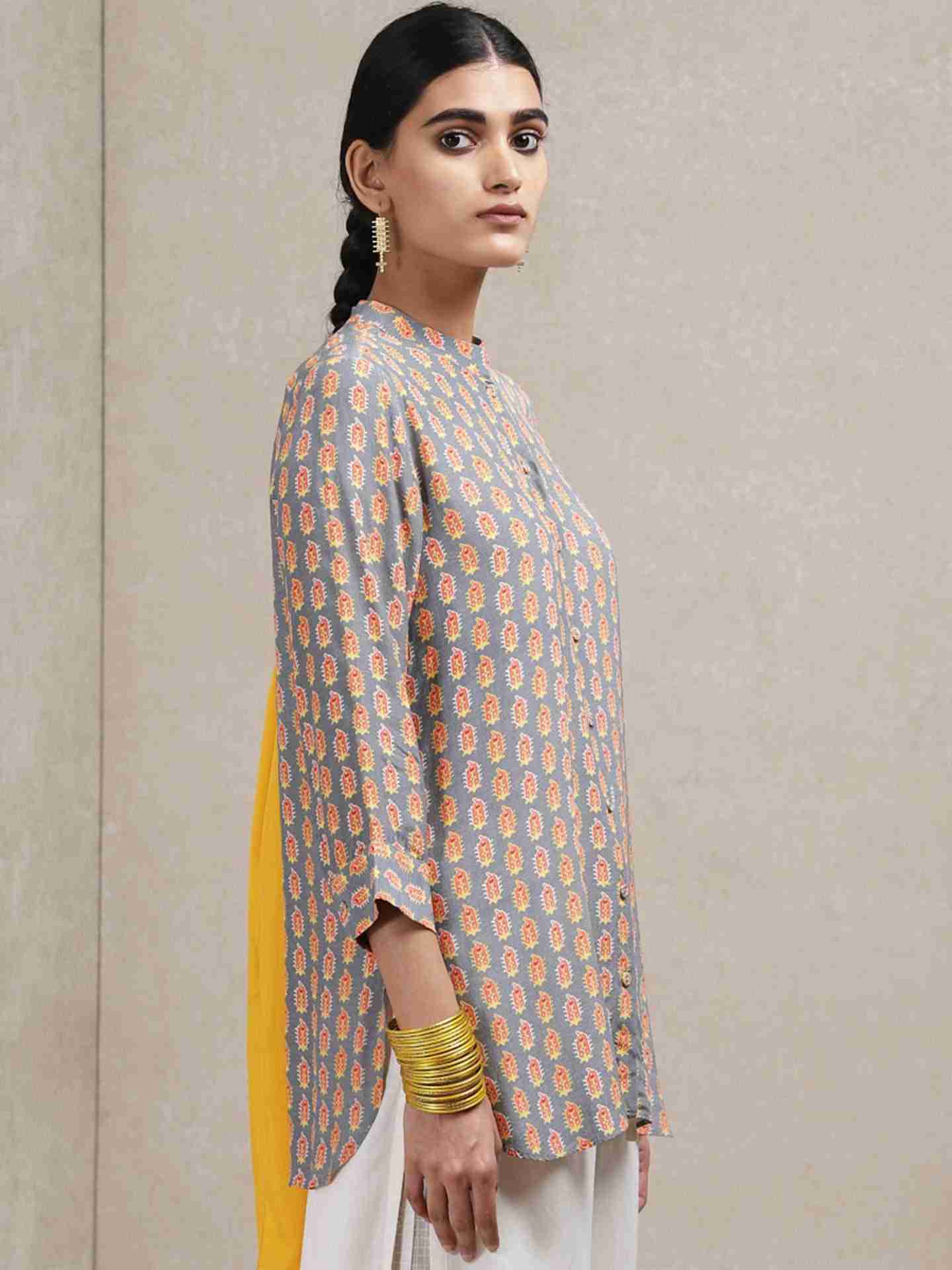 Grey Ersheen Allover Crepe Kurti