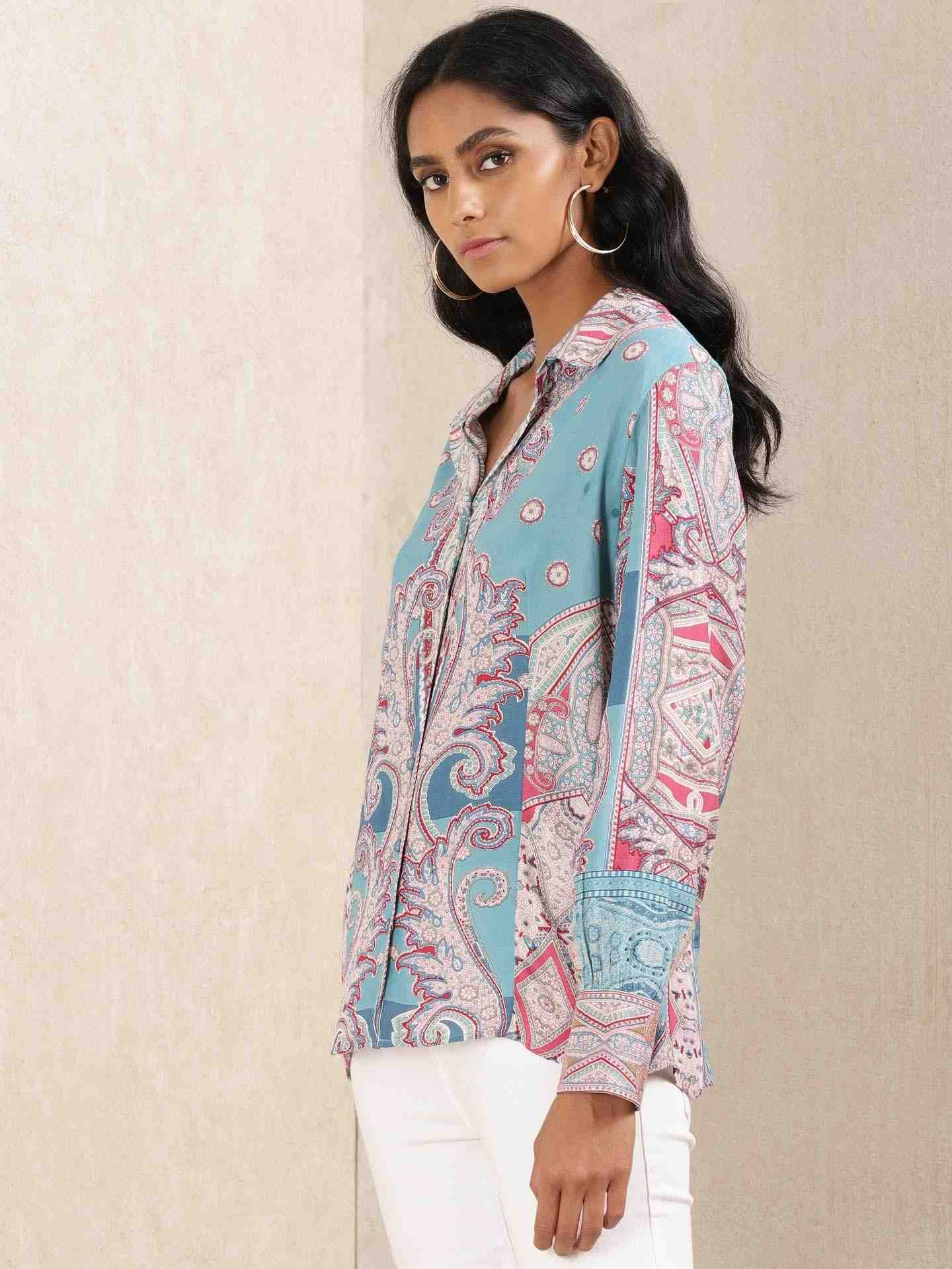 Blue Aamira Crepe Shirt