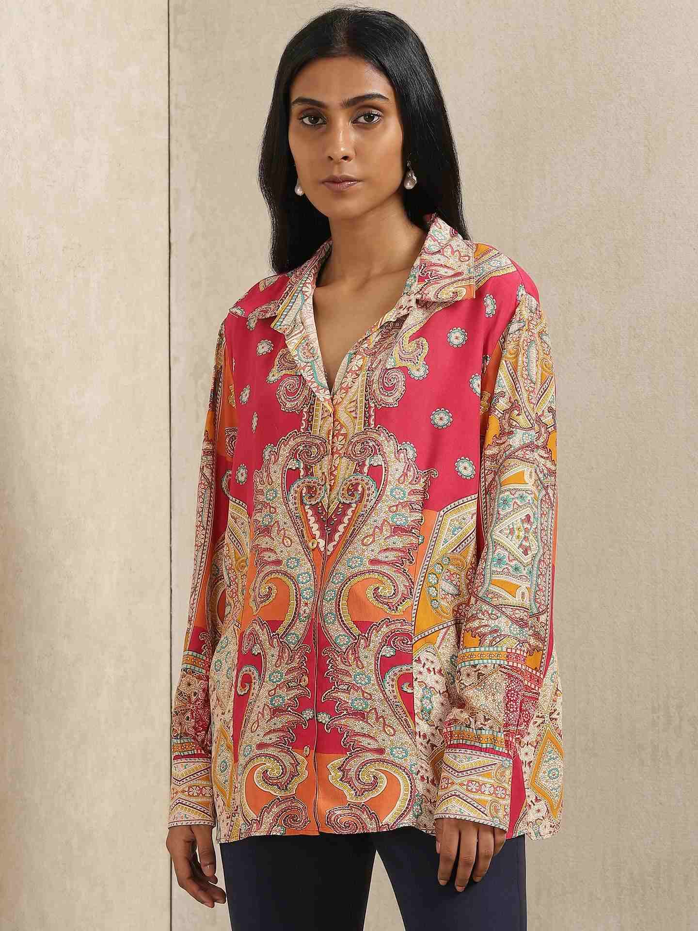 Red Aamira Crepe Shirt