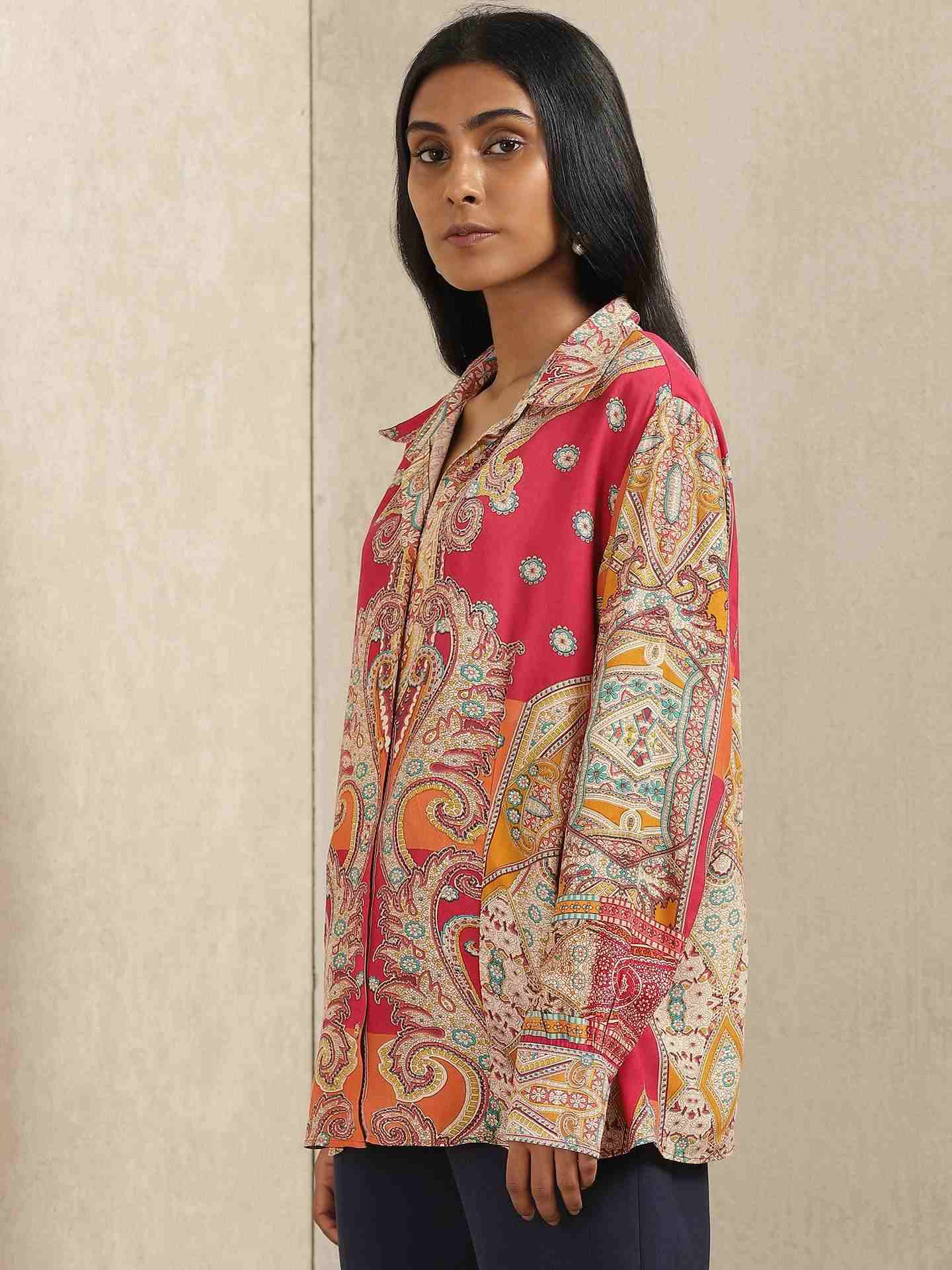 Red Aamira Crepe Shirt