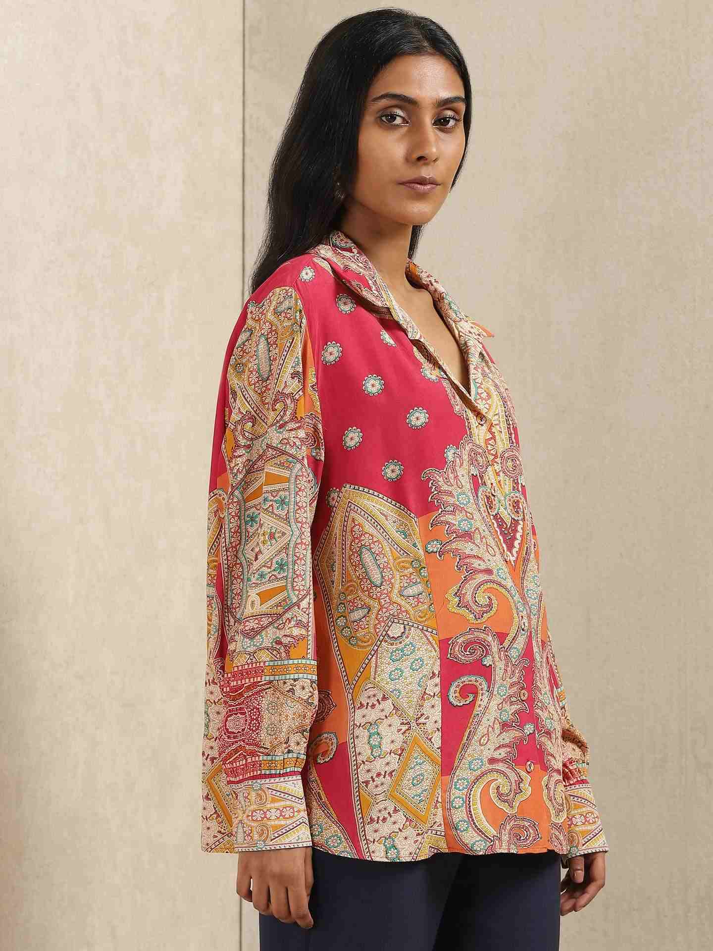 Red Aamira Crepe Shirt