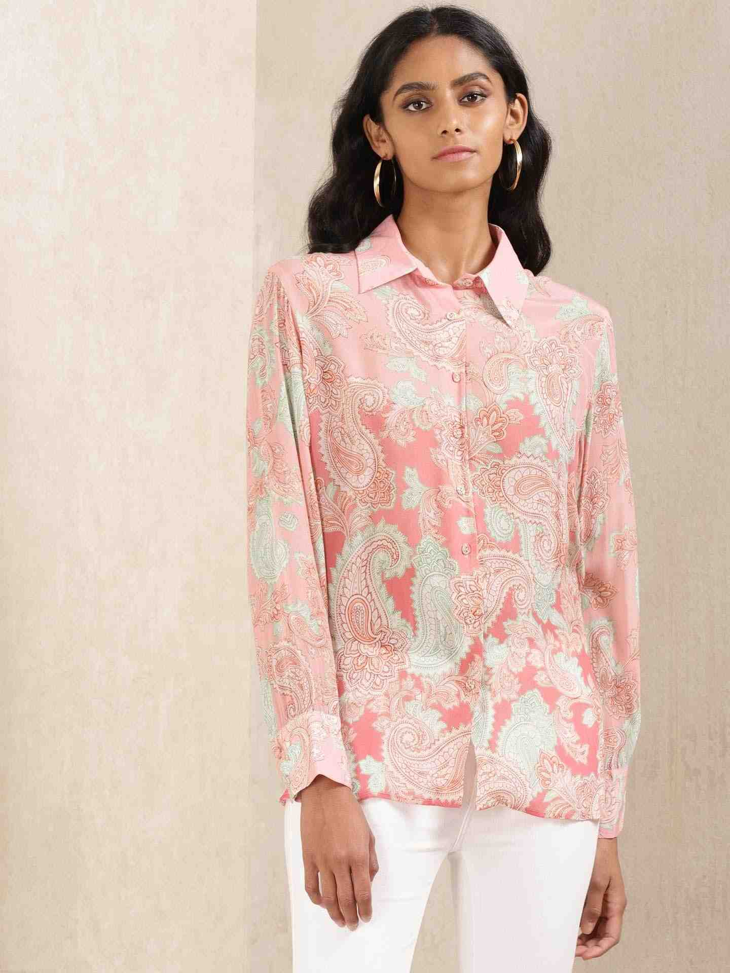 Pink Illahi Crepe Shirt
