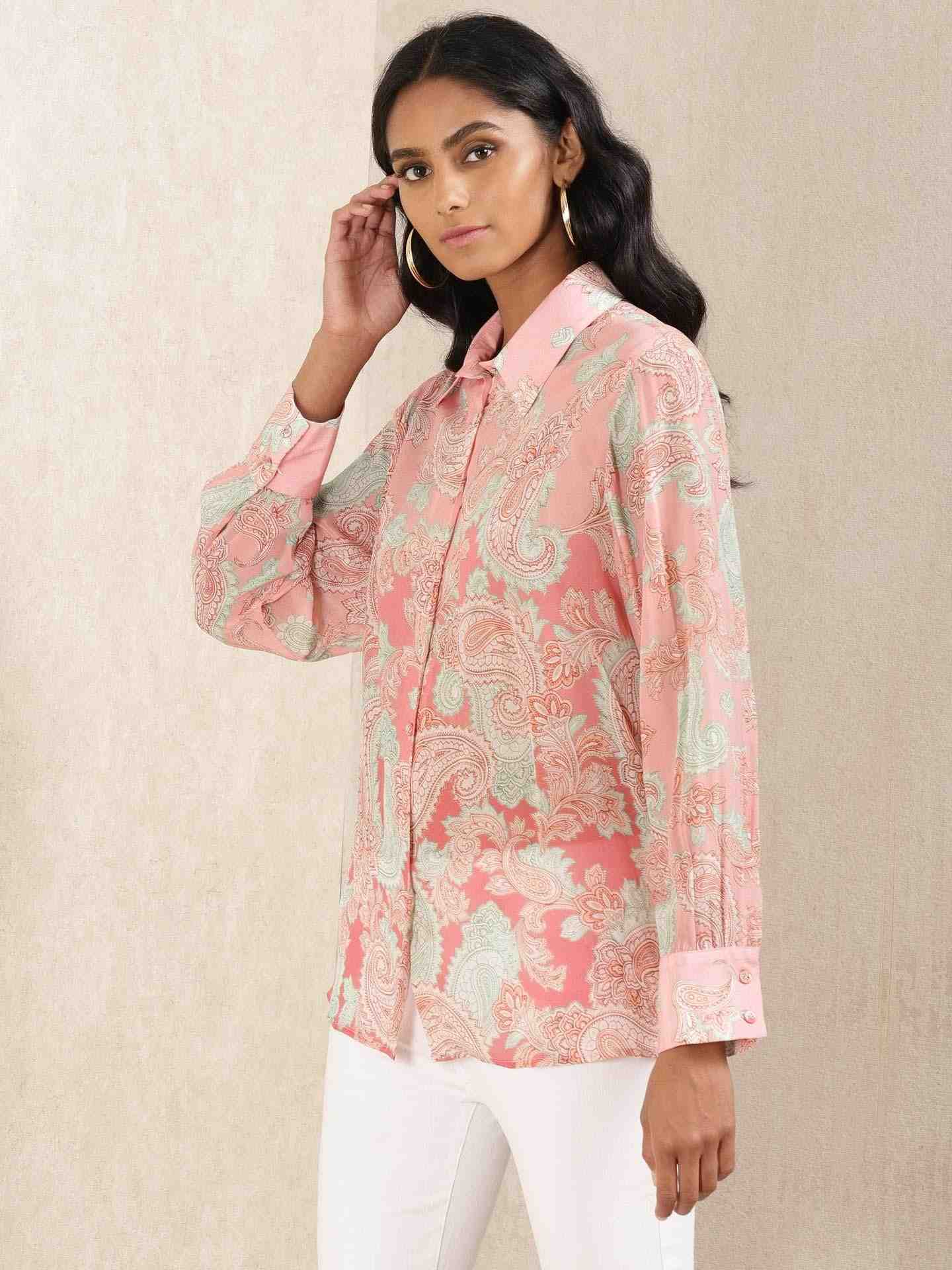Pink Illahi Crepe Shirt