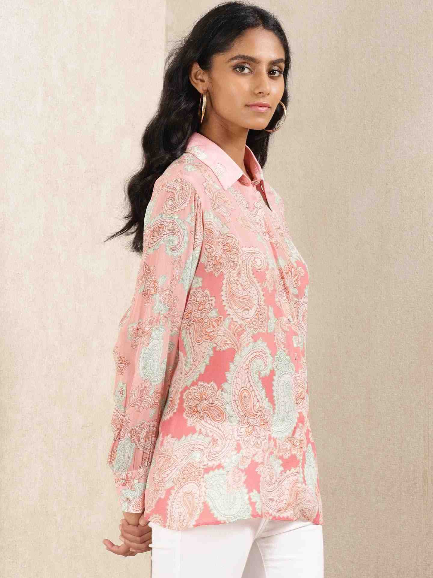 Pink Illahi Crepe Shirt