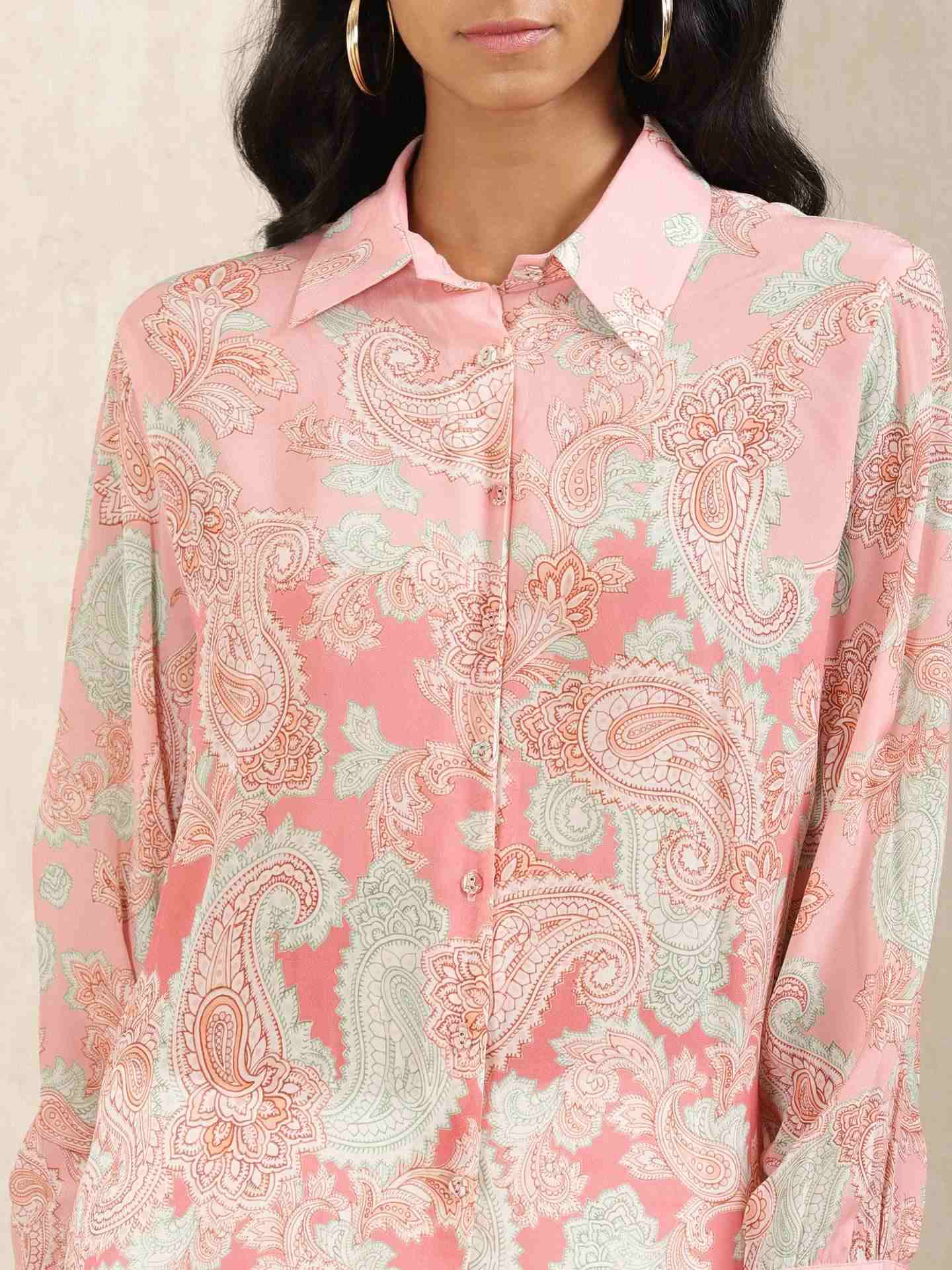 Pink Illahi Crepe Shirt
