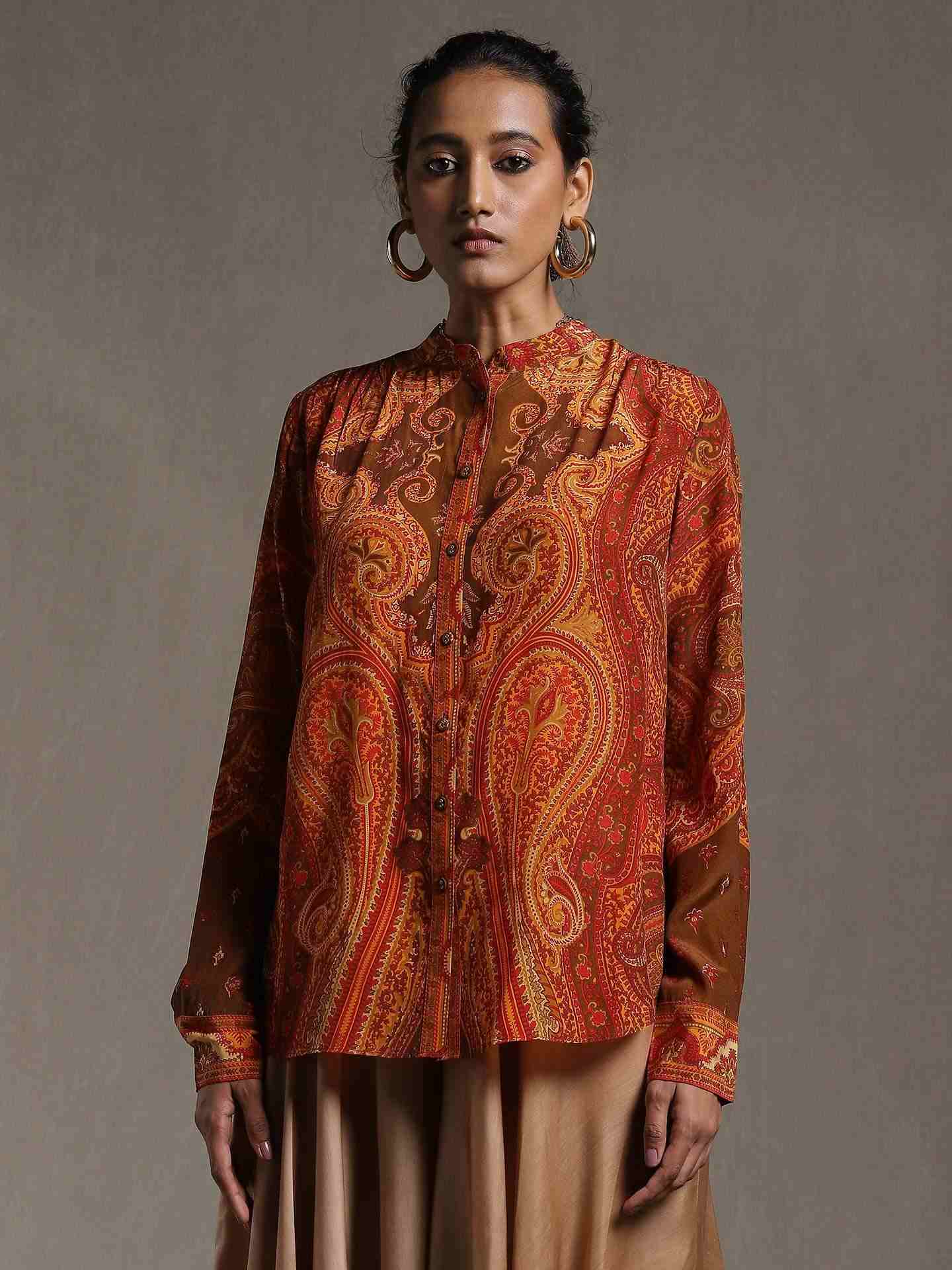 Rust New Jaamewar Crepe Kurti
