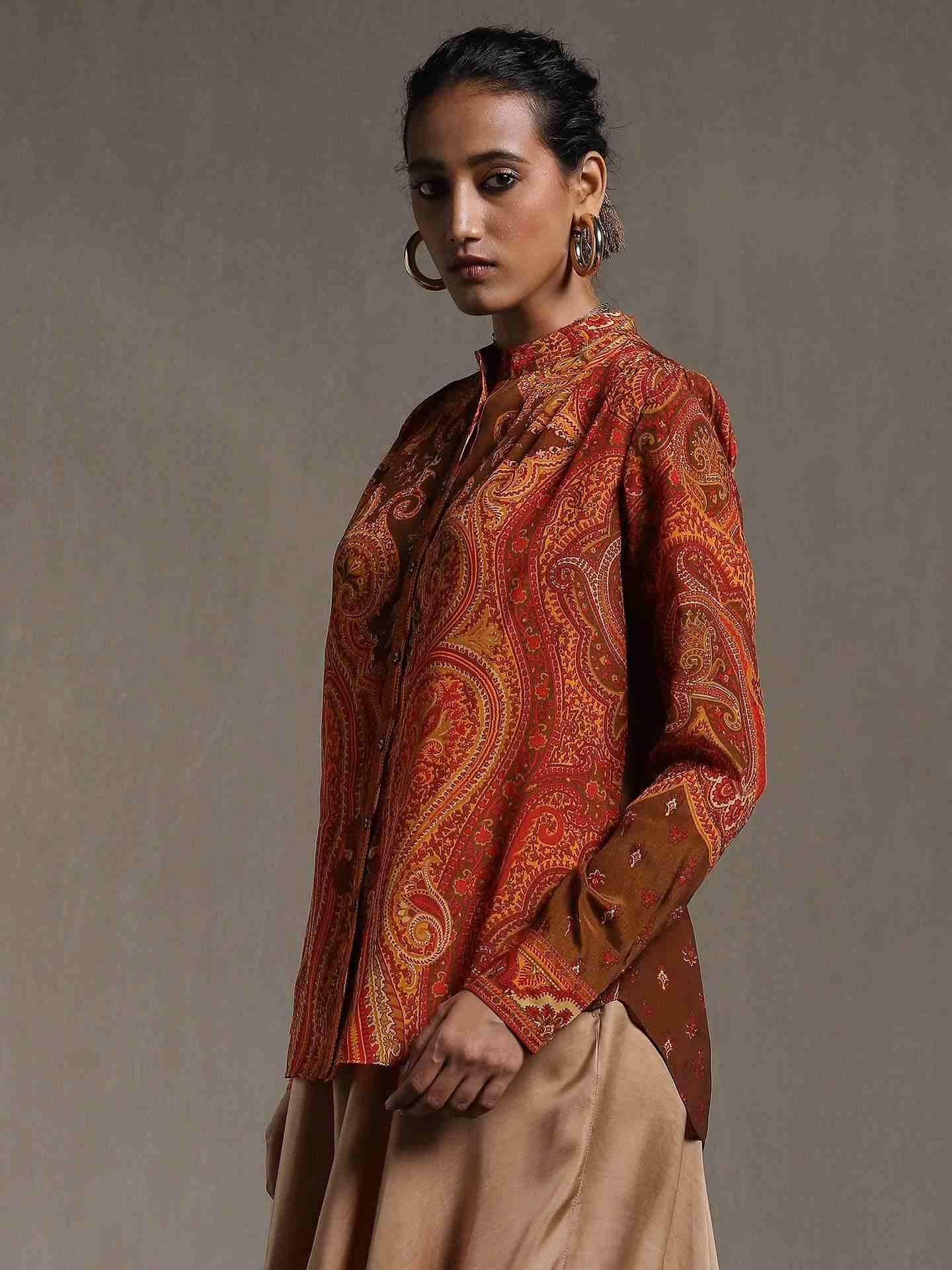 Rust New Jaamewar Crepe Kurti