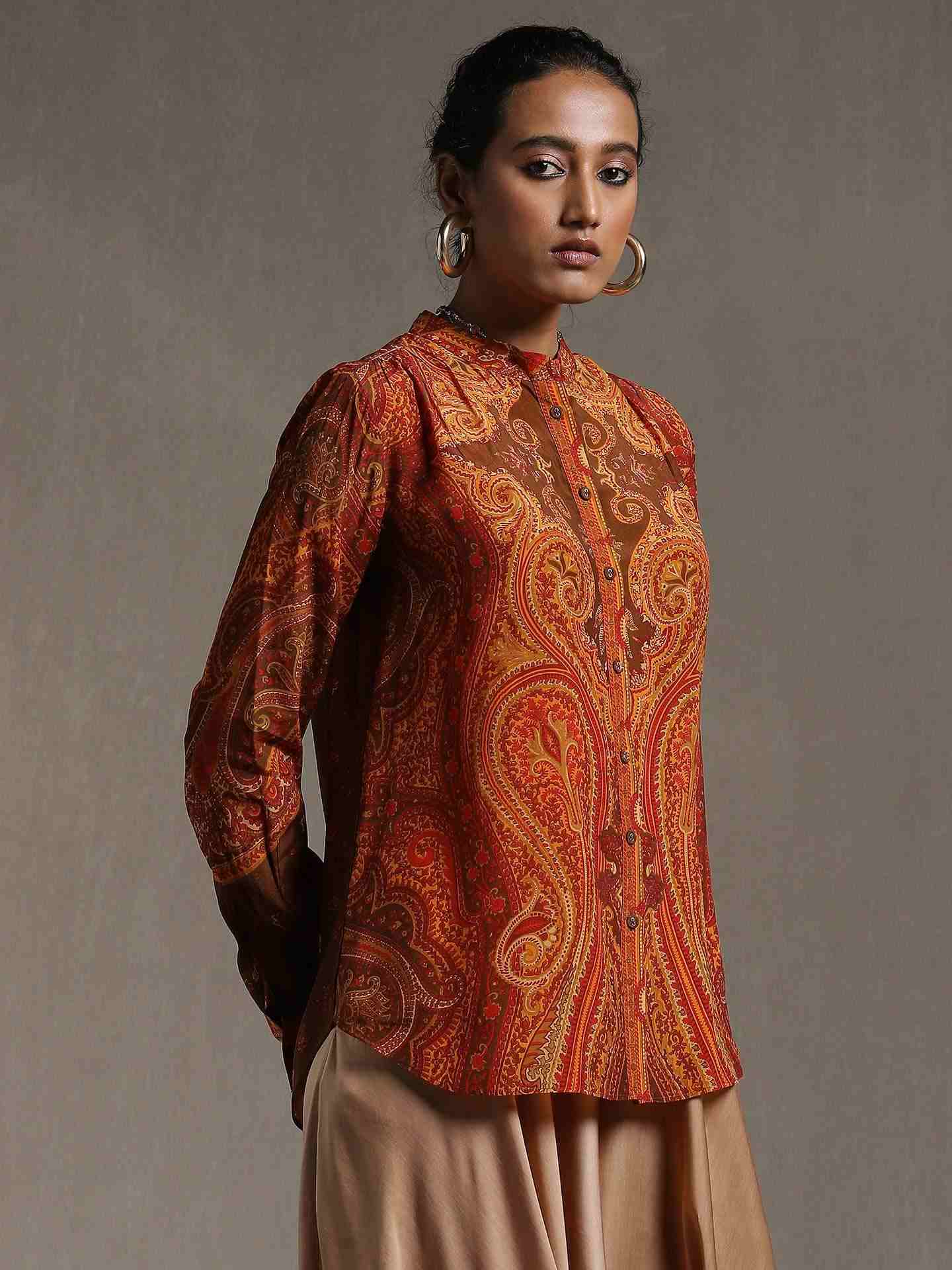 Rust New Jaamewar Crepe Kurti