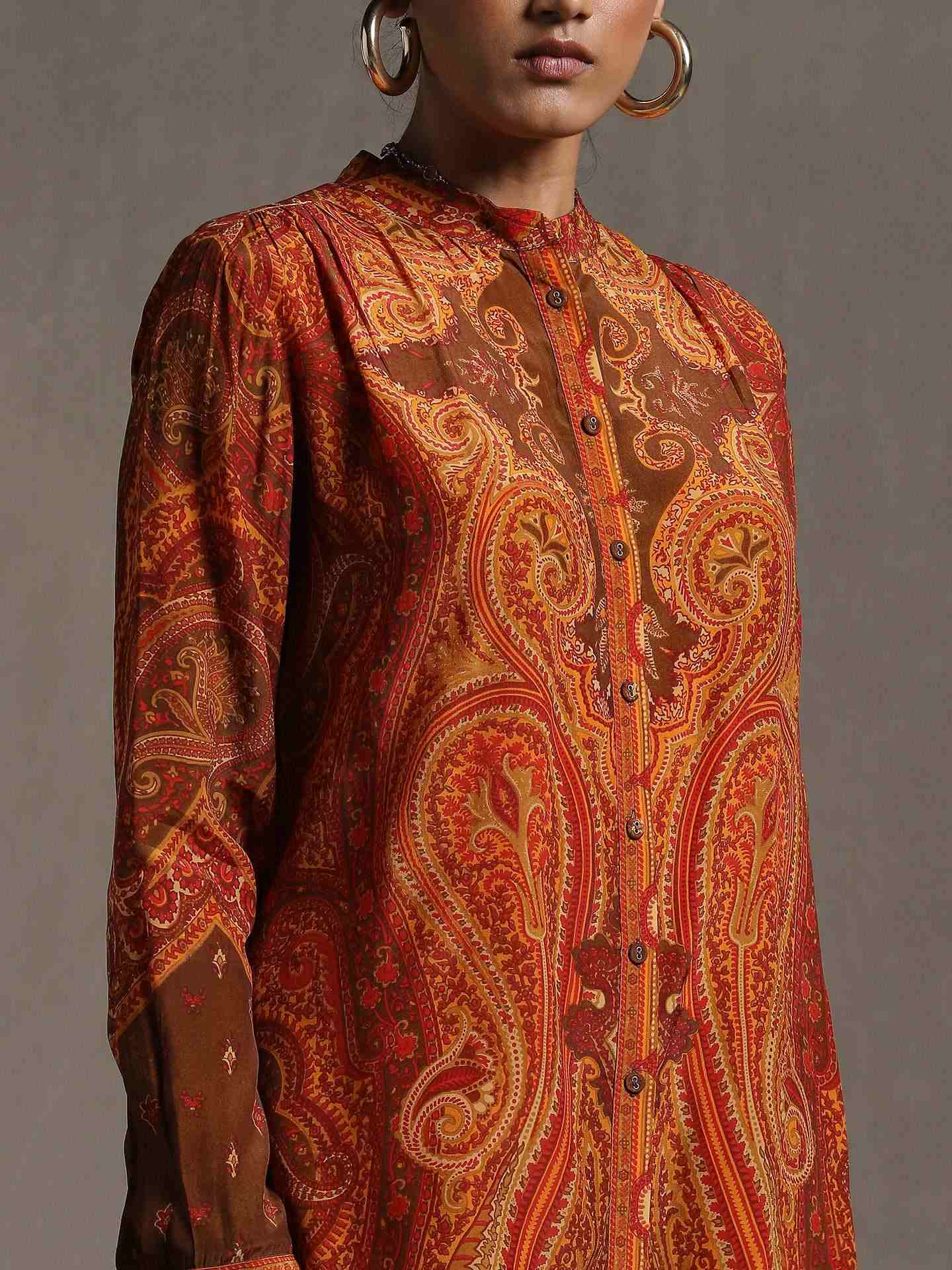 Rust New Jaamewar Crepe Kurti